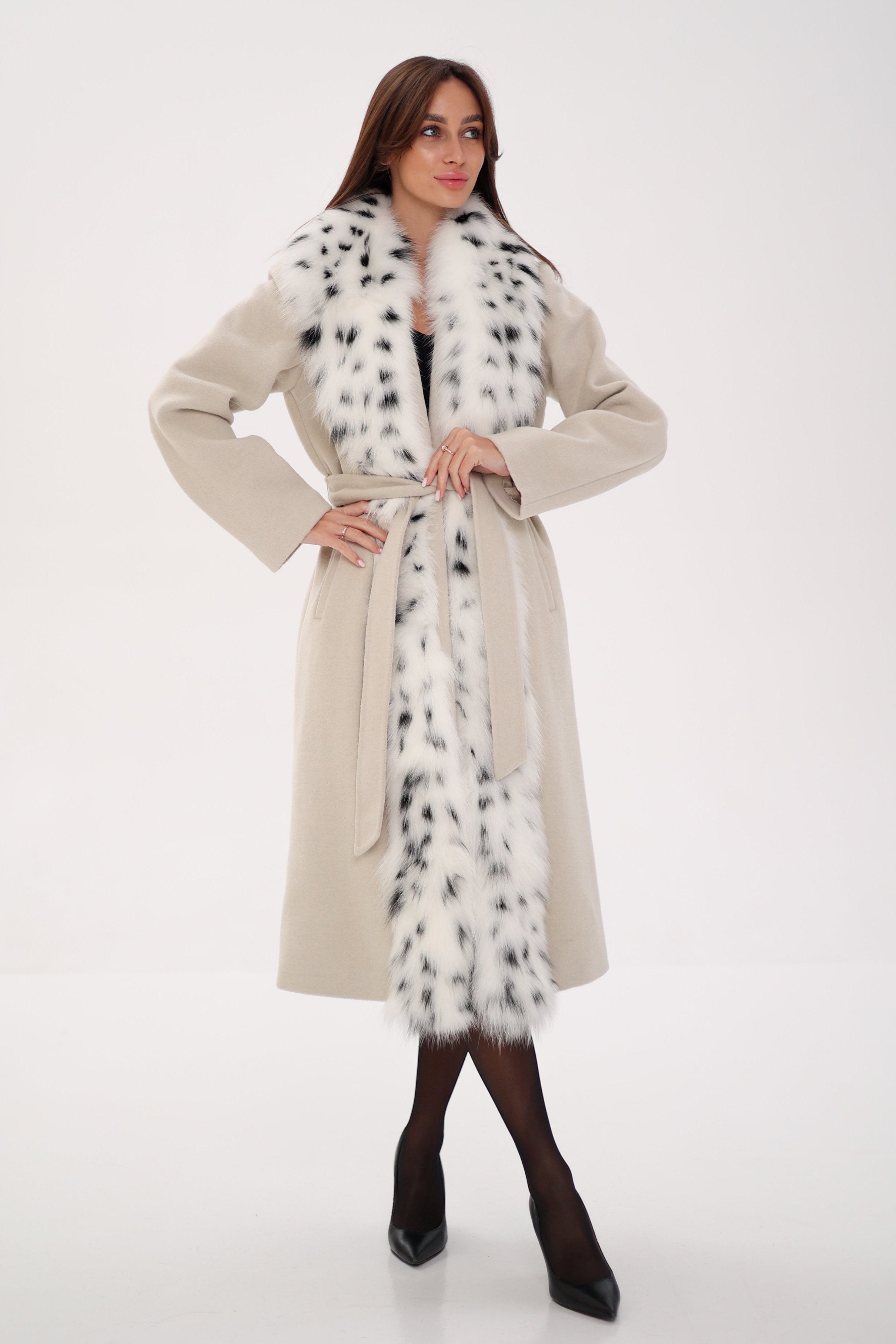 Genuine Arctic Fox Virgin Wool Wrap Coat - Energize Trek