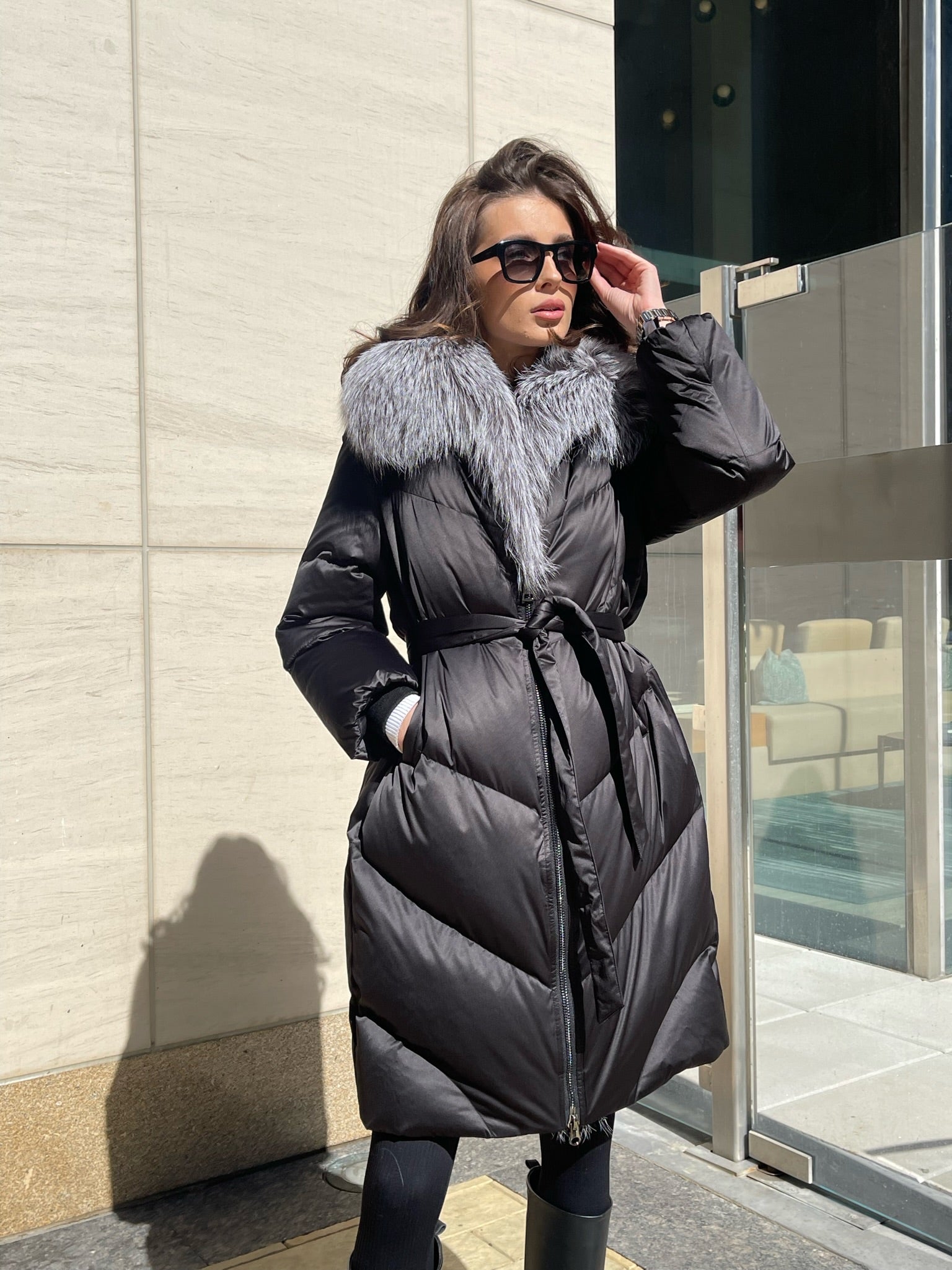 Amandine Genuine Silver Fox Down Parka - Energize Trek