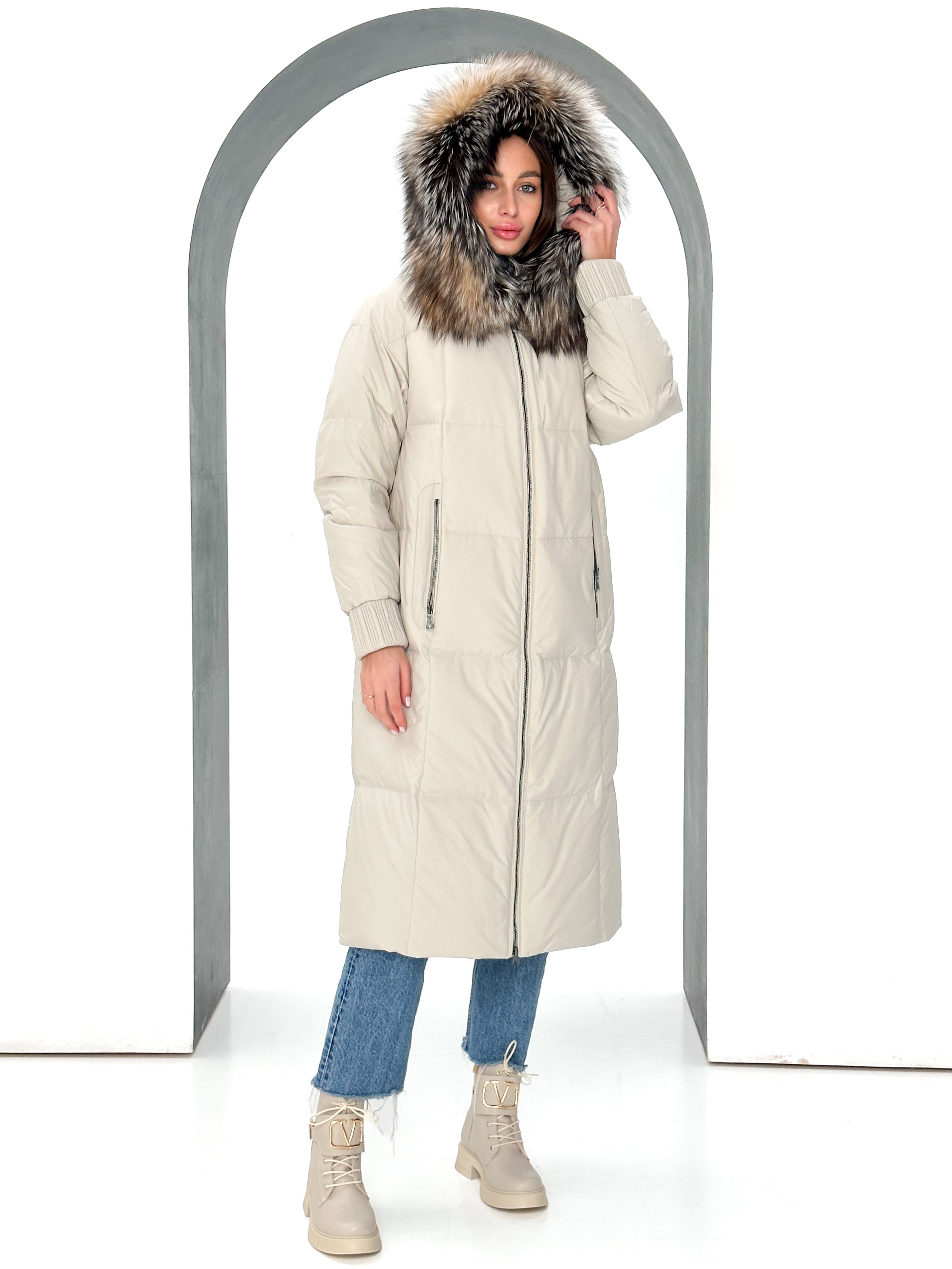 Alice Genuine Silver Fox Down Fill Coat - Energize Trek