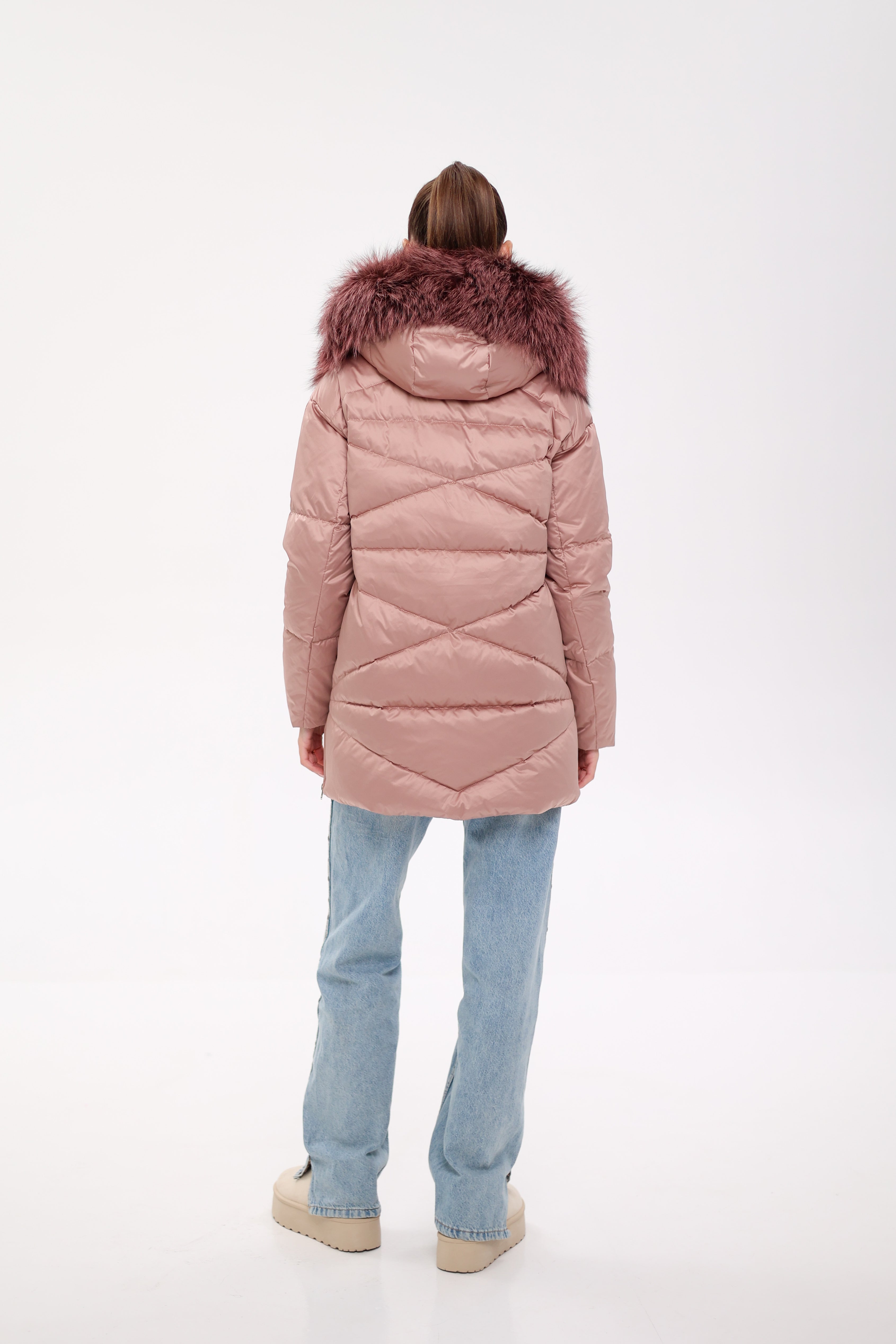 Genuine Silver Fox Fur Trim Down Insulated Parka - Energize Trek