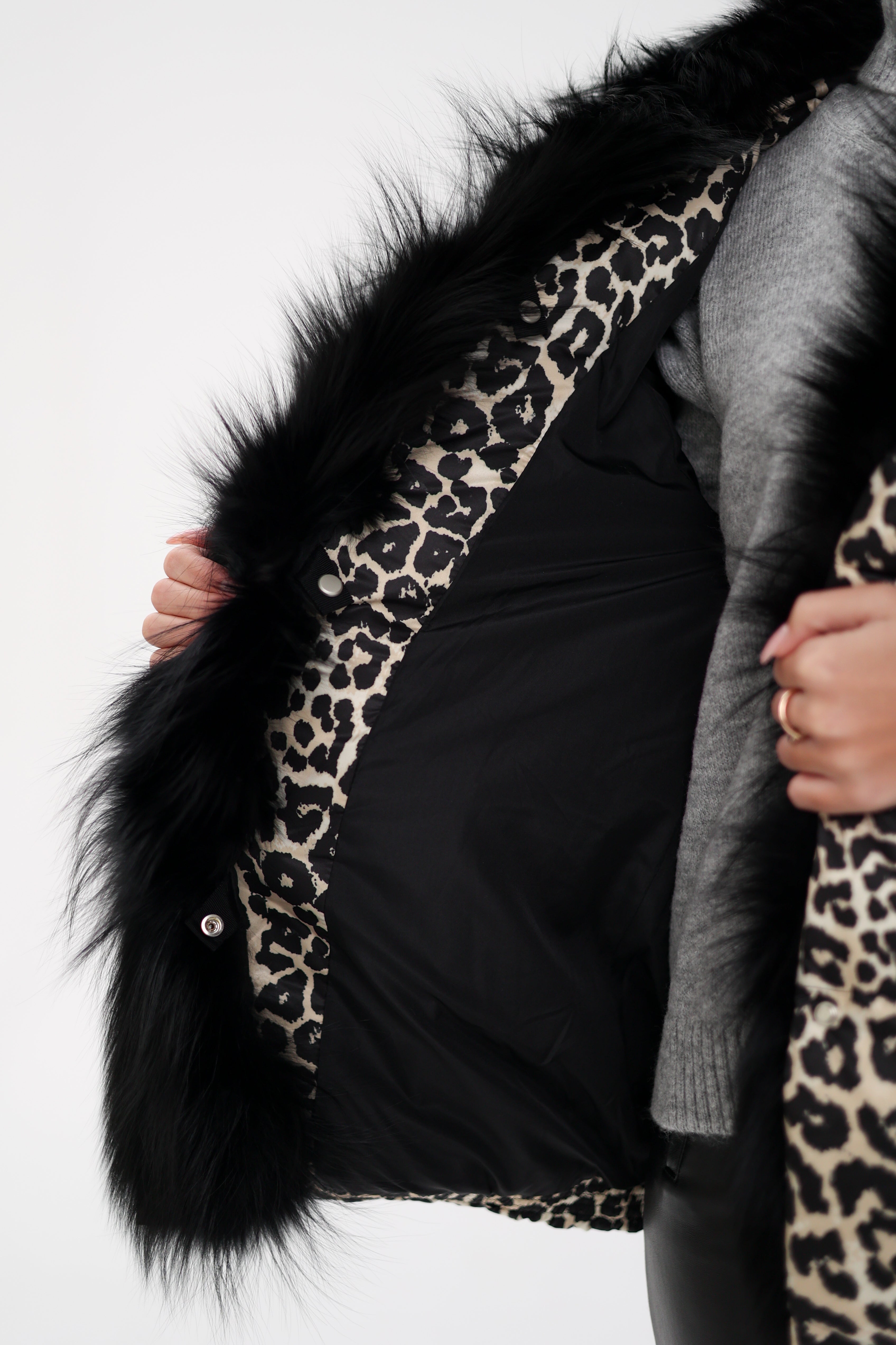 Genuine Polar Fox Leopard Luxe Down Parka - Energize Trek