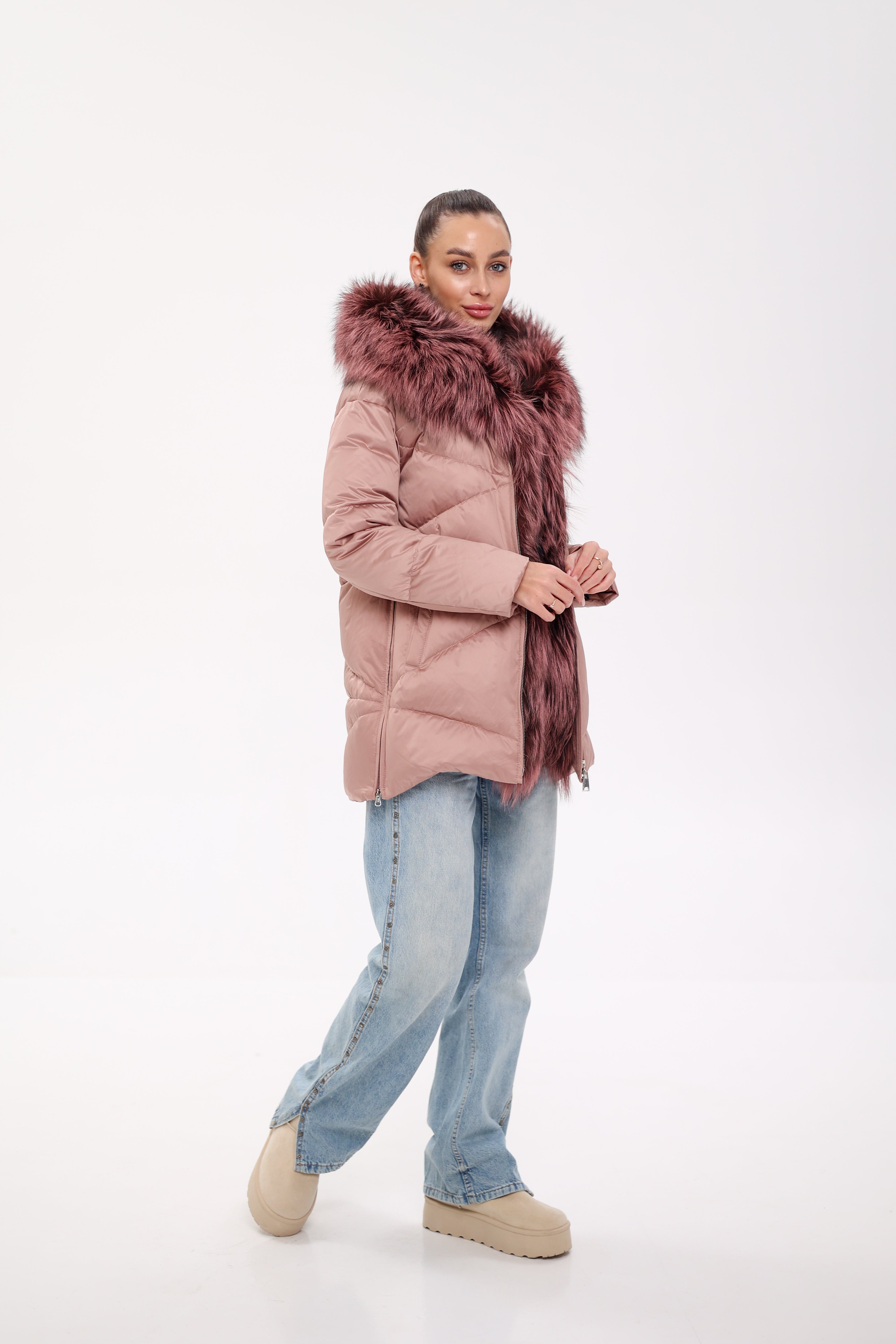 Genuine Silver Fox Fur Trim Down Insulated Parka - Energize Trek