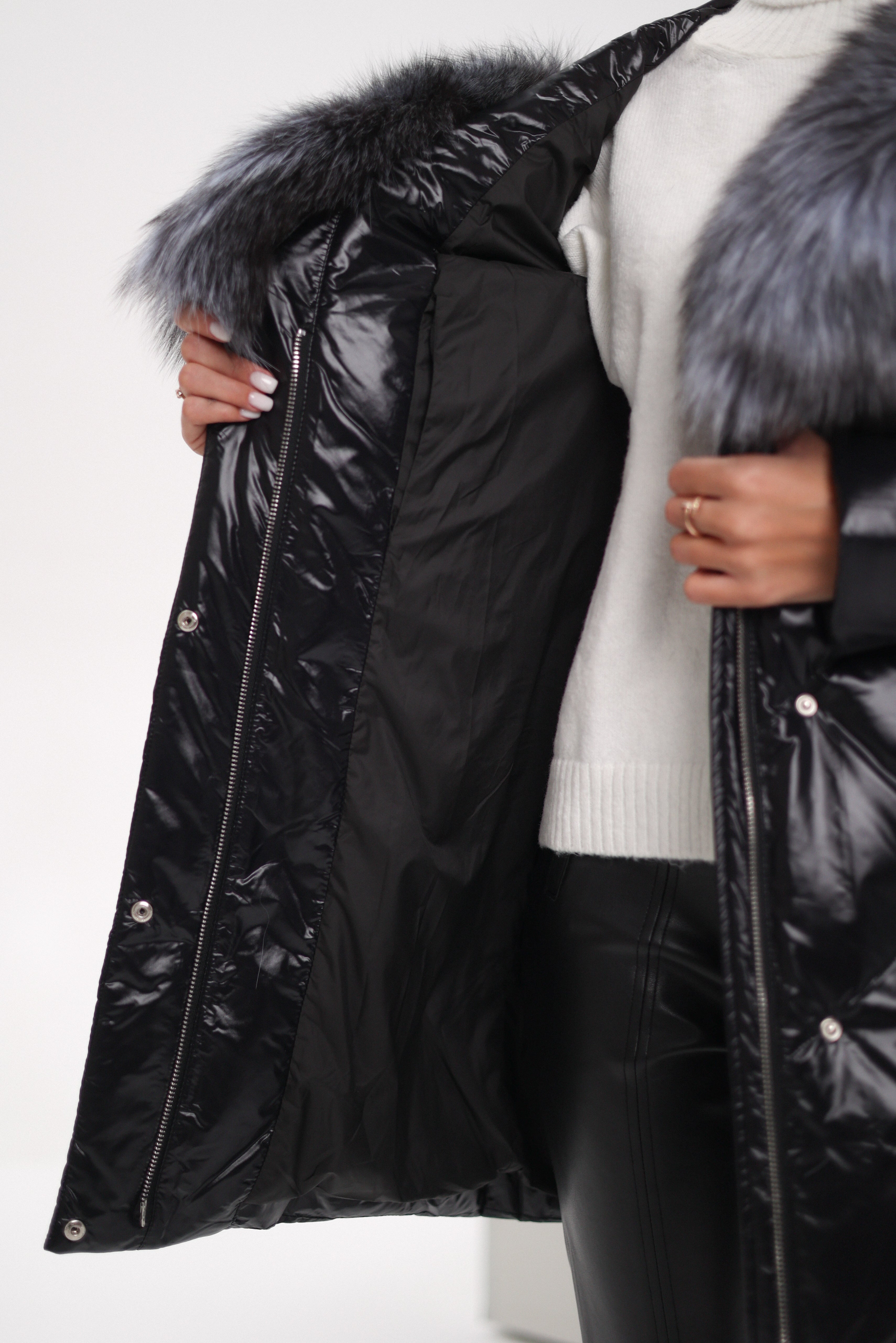 Genuine Silver Fox Fur Down Fill Coat - Energize Trek
