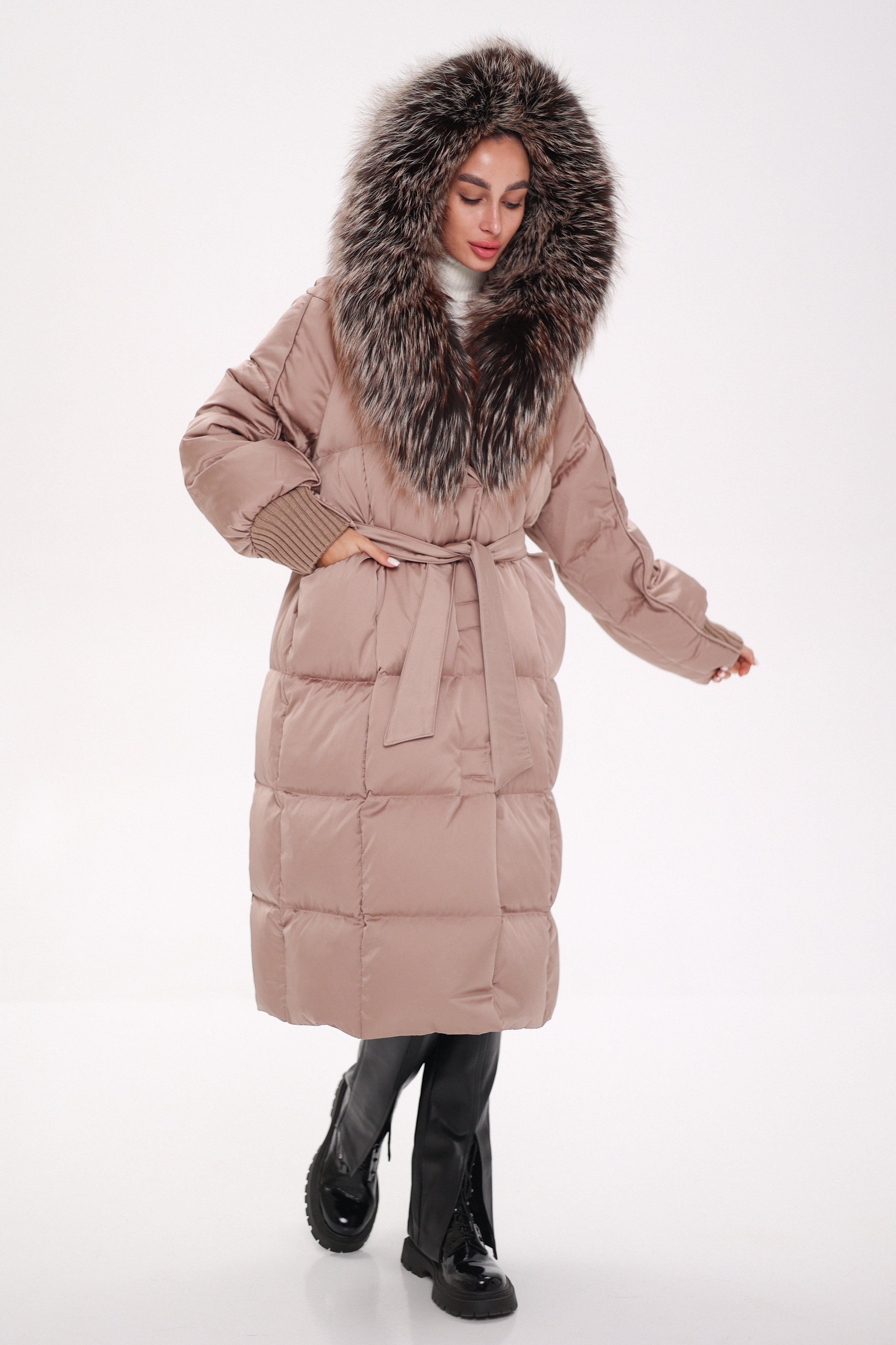 Rei Silver Fox Fully Lined Hood Down Coat in Blush - Energize Trek