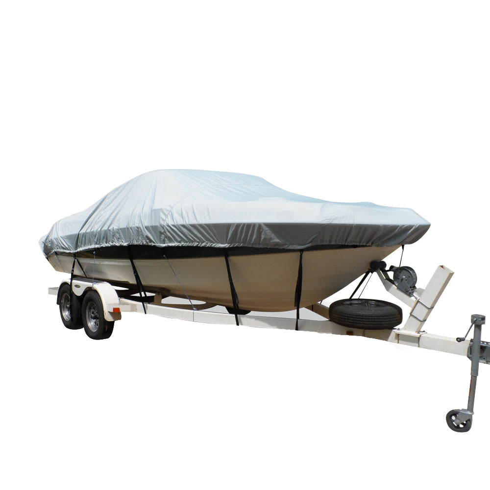Carver FlexFit PRO Polyester Size 4 Boat Cover fVHull  TriHull Boats IO or OB  Grey 79004