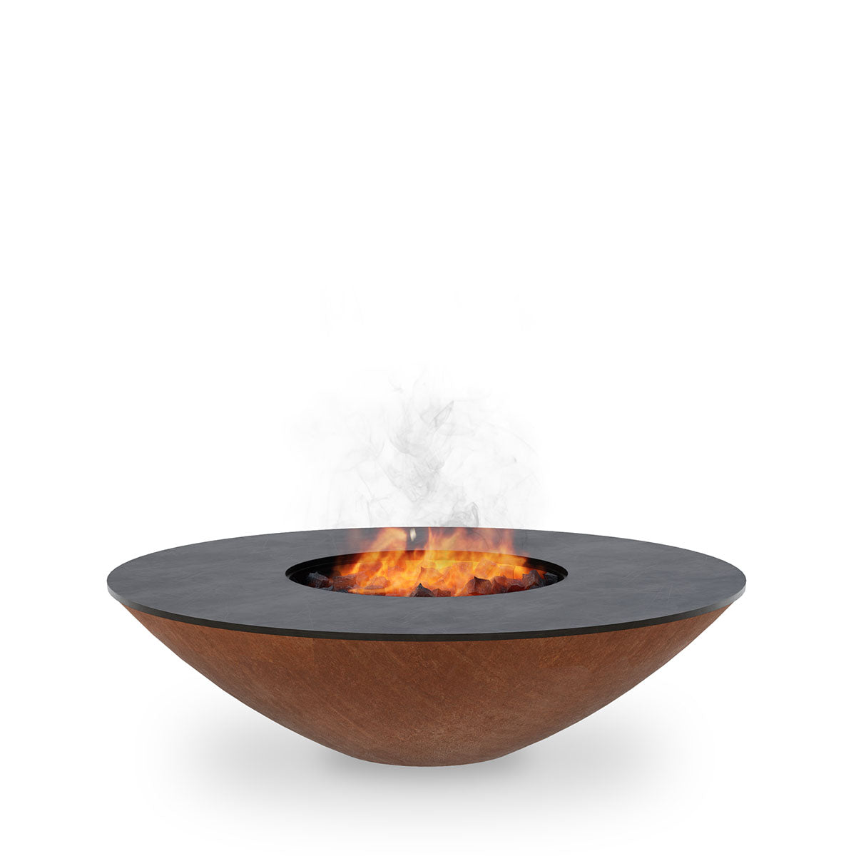 Arteflame Classic 40″ — Fire Pit with Cooktop (CORTEN Bowl; Short Round / Short Euro / Built-In No Base) - Energize Trek