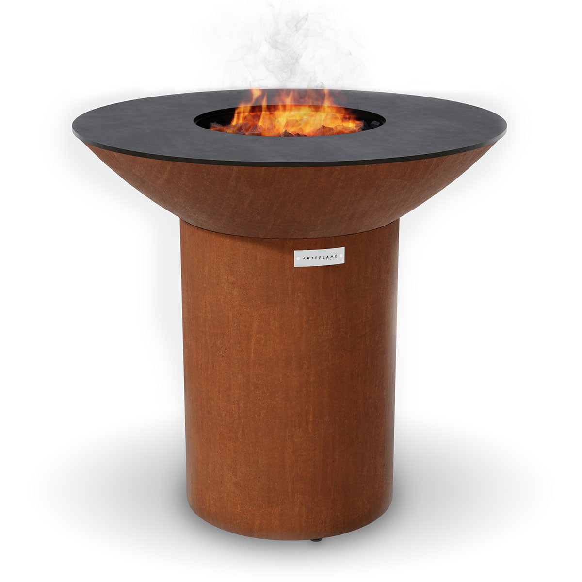 Arteflame Classic 40″ — Round Base Flat-Top Grill & Fire Bowl (CORTEN Steel) - Energize Trek