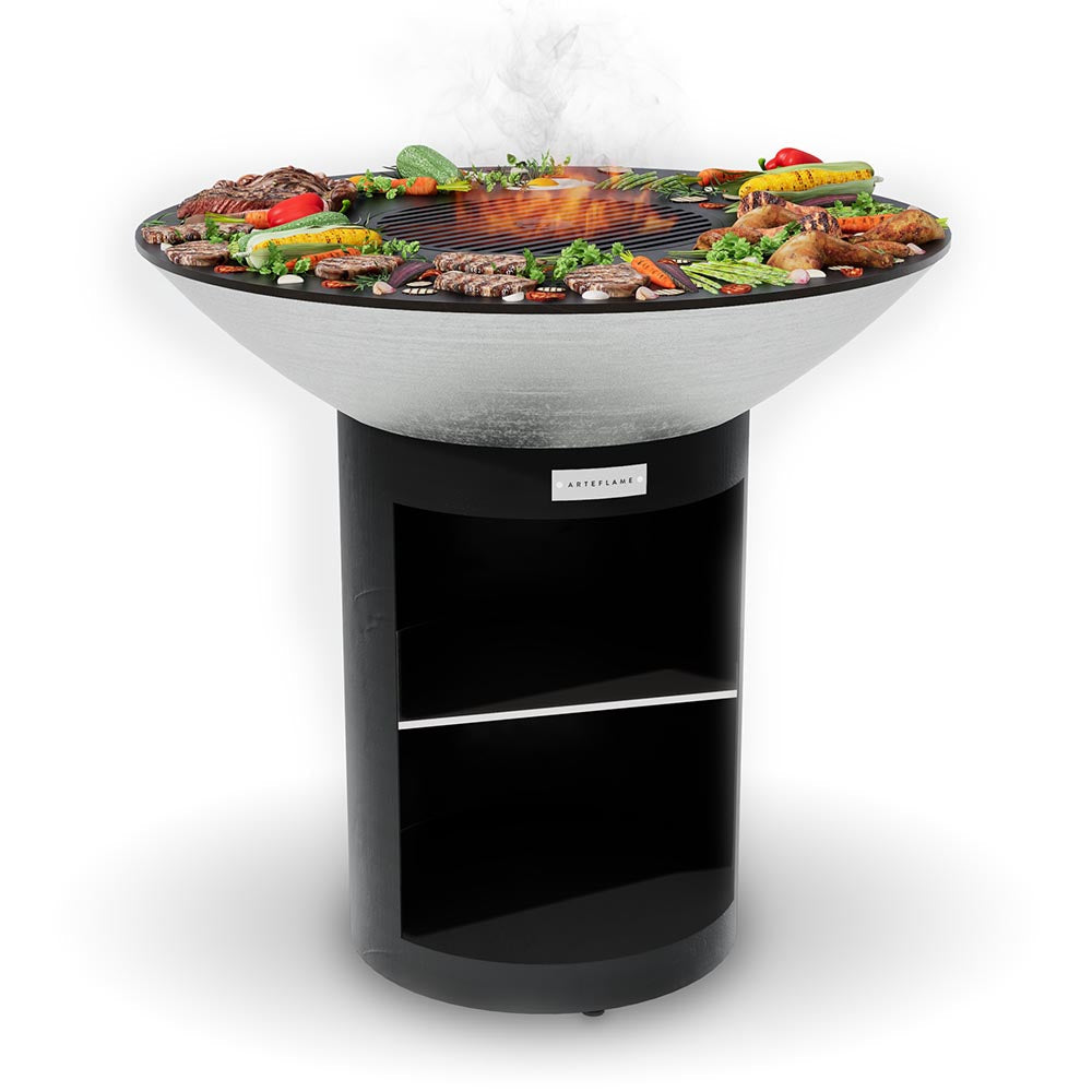 Arteflame 40″ Platinum Series — Stainless Fire Bowl Flat-Top Grill with Storage Base - Energize Trek