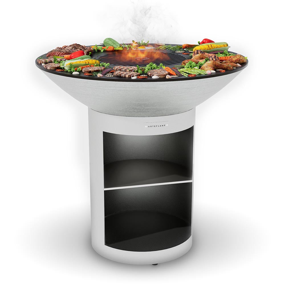 Arteflame 40″ Platinum Series — Stainless Fire Bowl Flat-Top Grill with Storage Base - Energize Trek