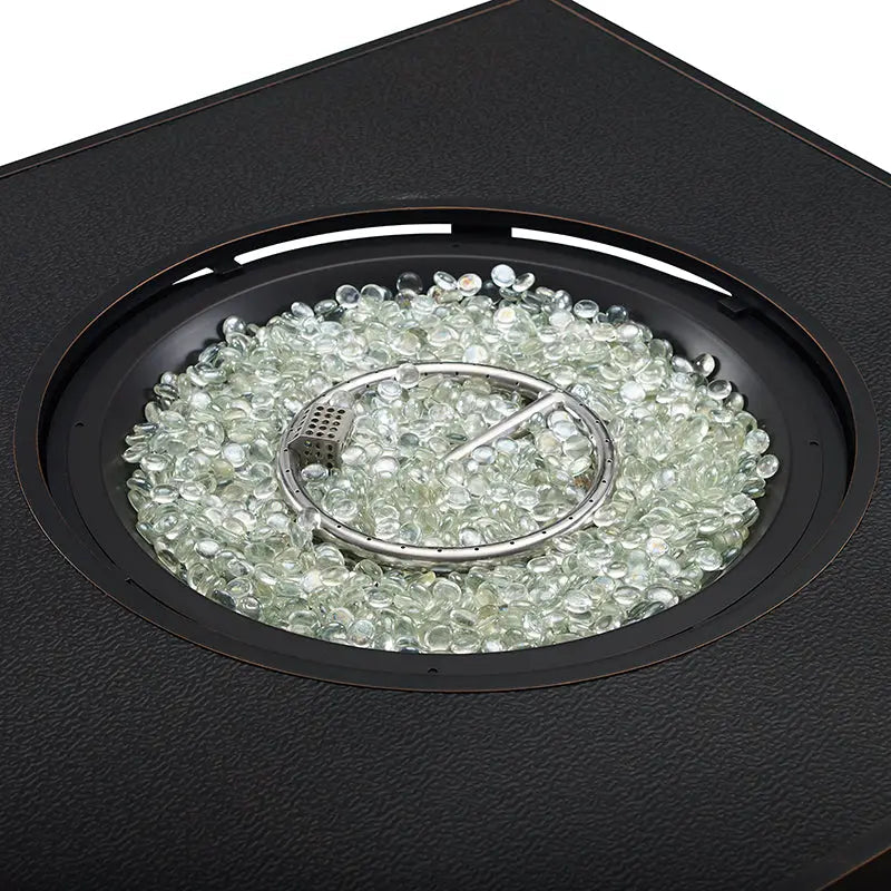 Clayton 40" Round Hammered Aluminum Convertible Gas Fire Pit Table - Energize Trek