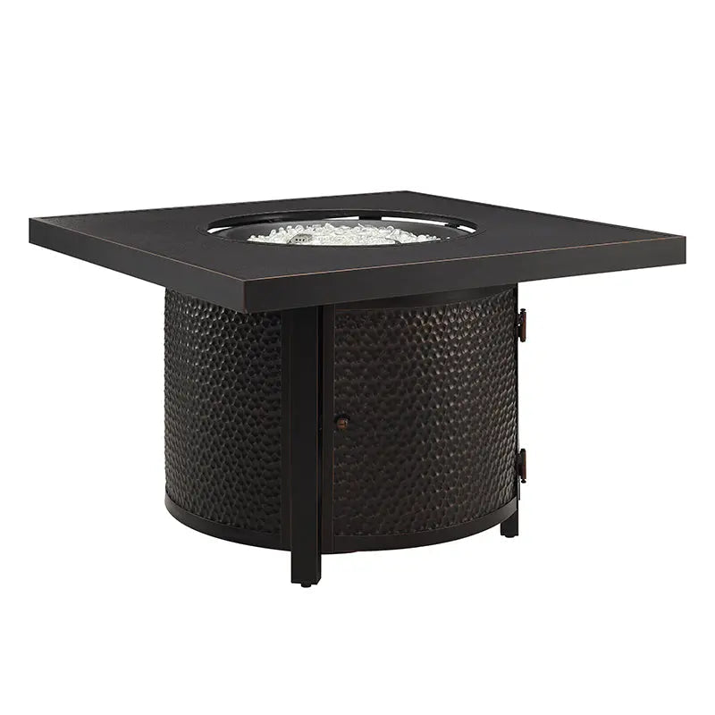 Clayton 40" Round Hammered Aluminum Convertible Gas Fire Pit Table - Energize Trek
