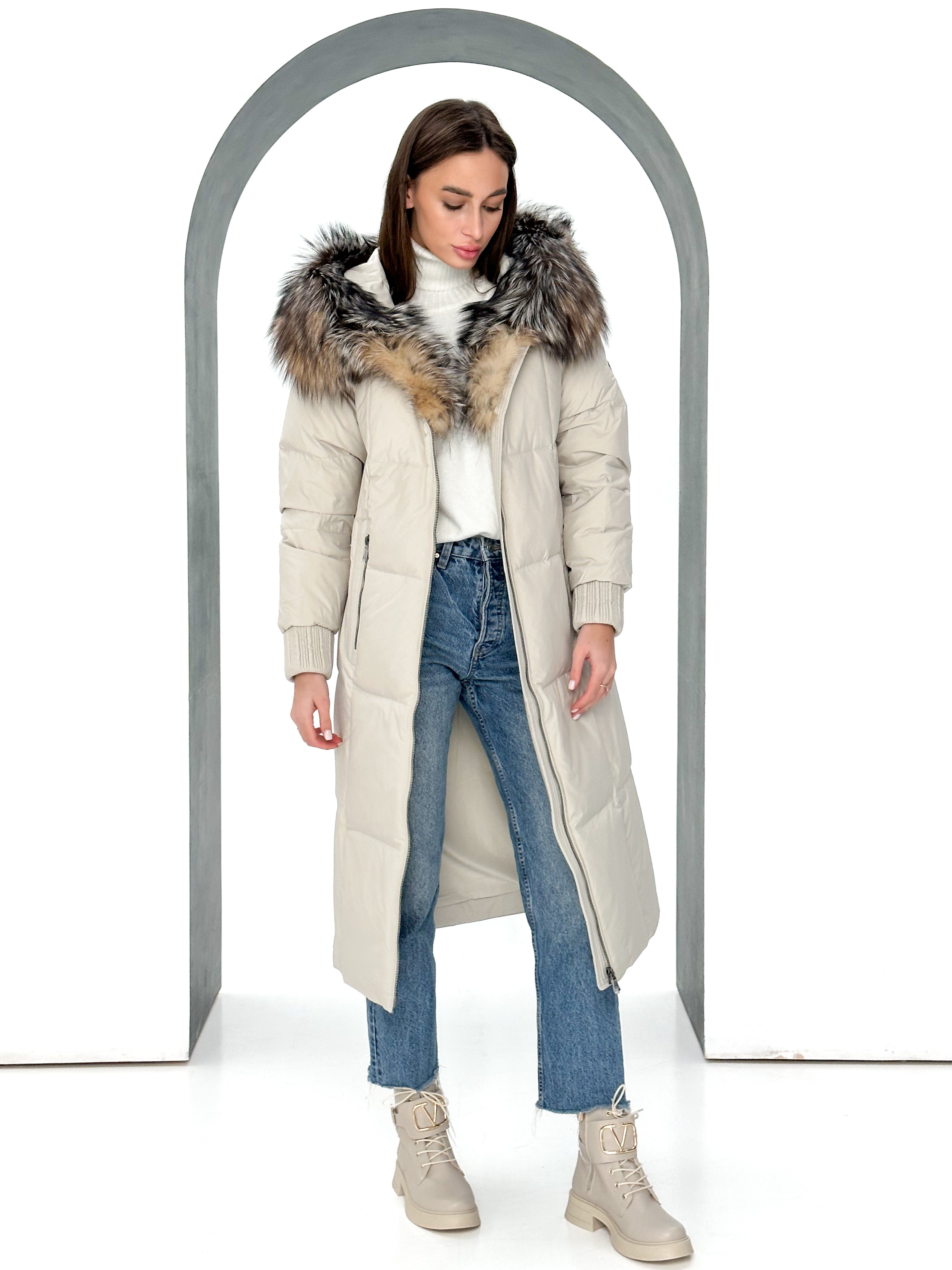 Alice Genuine Silver Fox Down Fill Coat - Energize Trek