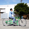 Micargi Boston 7 26” Stretch Cruiser Steel Frame, Triple Tree Fork, DISC Brake Shimano 7-Speed, Three Piece Alloy Crank, Retro Moon-Type Cruiser Handlebar , Alloy 3" Fat Polish Rim 36H*13G Chrome Spokes, Fat White Wall Tire 26*3.0 - Energize Trek
