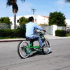 Micargi Boston 7 26” Stretch Cruiser Steel Frame, Triple Tree Fork, DISC Brake Shimano 7-Speed, Three Piece Alloy Crank, Retro Moon-Type Cruiser Handlebar , Alloy 3" Fat Polish Rim 36H*13G Chrome Spokes, Fat White Wall Tire 26*3.0 - Energize Trek
