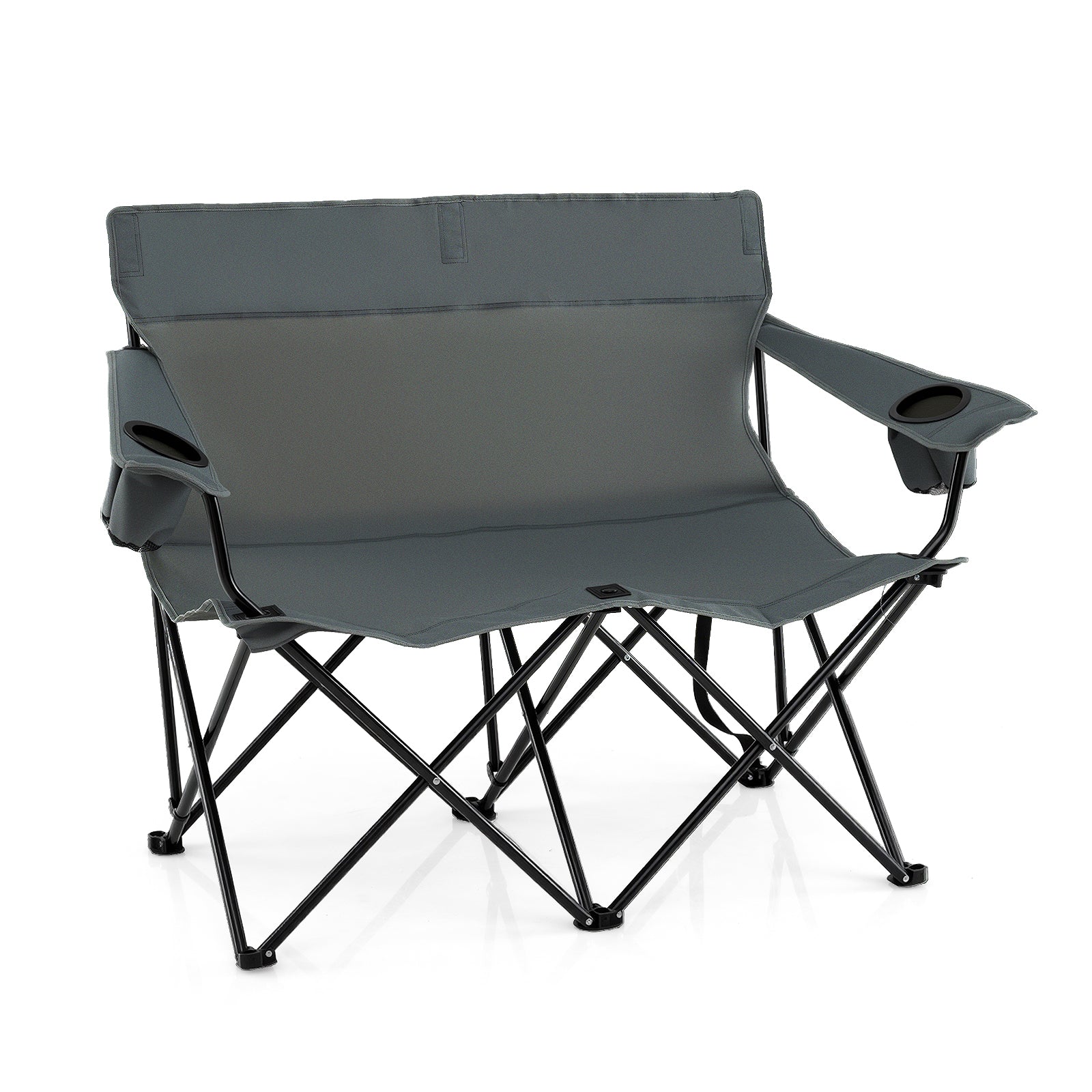 Double Camping Chair 2-Person Outdoor Folding Loveseat with Cup Holders - Energize Trek