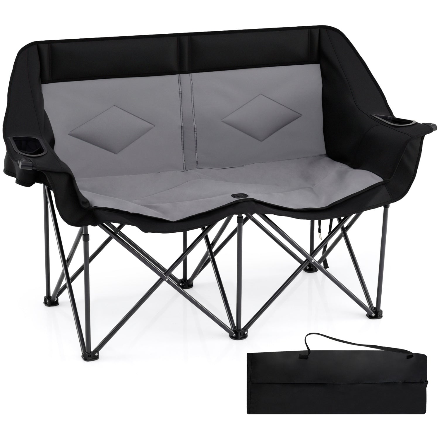 Double Camping Chair with Cup Holders Glass Racks and Mesh Pockets - Energize Trek