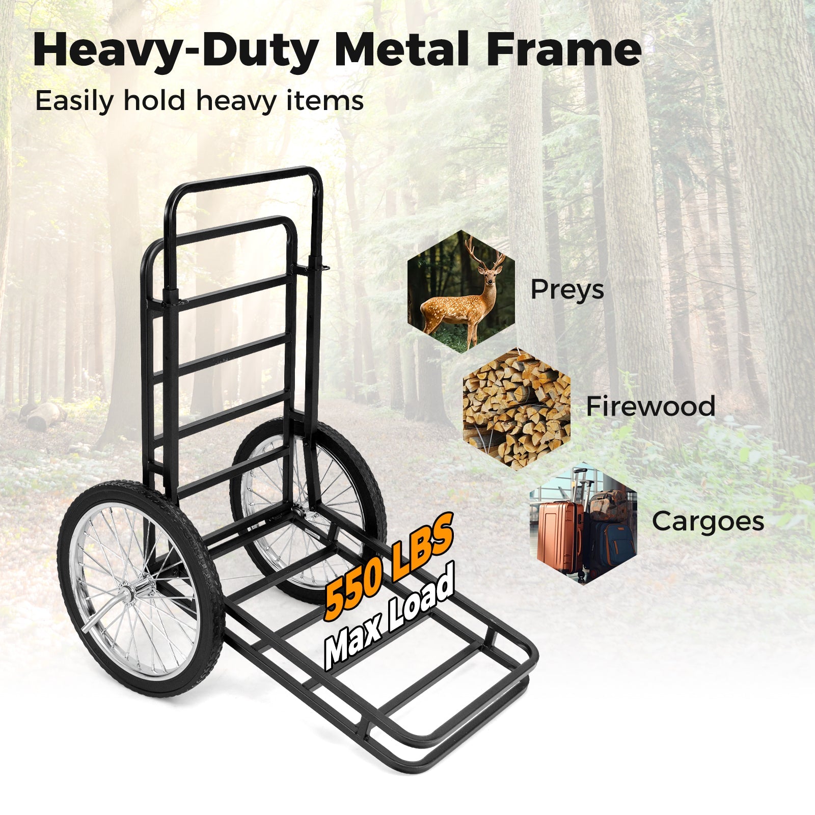 Double-Layer Deer Cart with 20 Inch Rubber Wheels - Energize Trek
