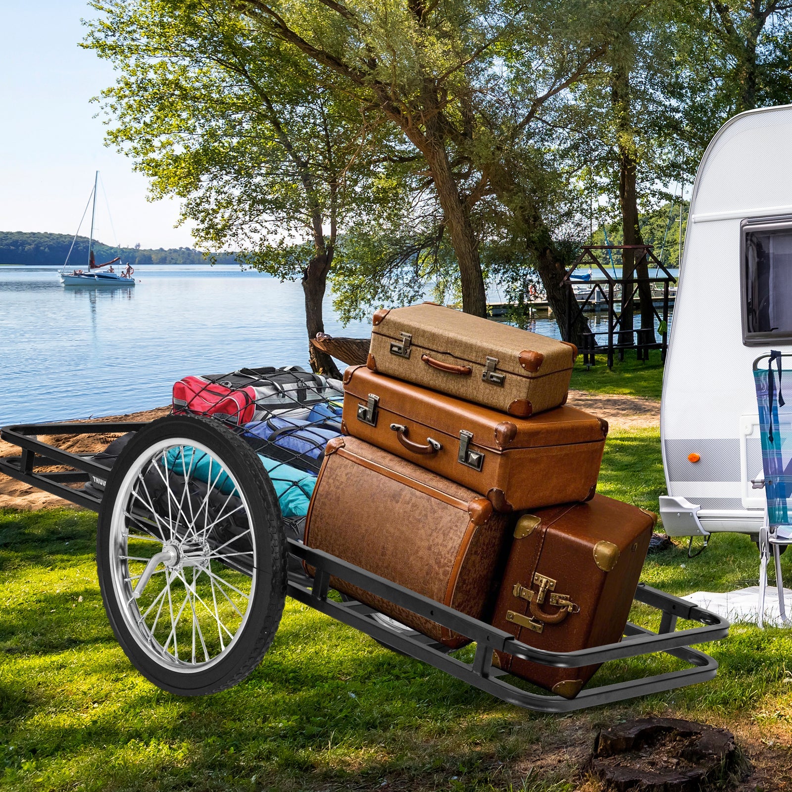 Double-Layer Deer Cart with 20 Inch Rubber Wheels - Energize Trek