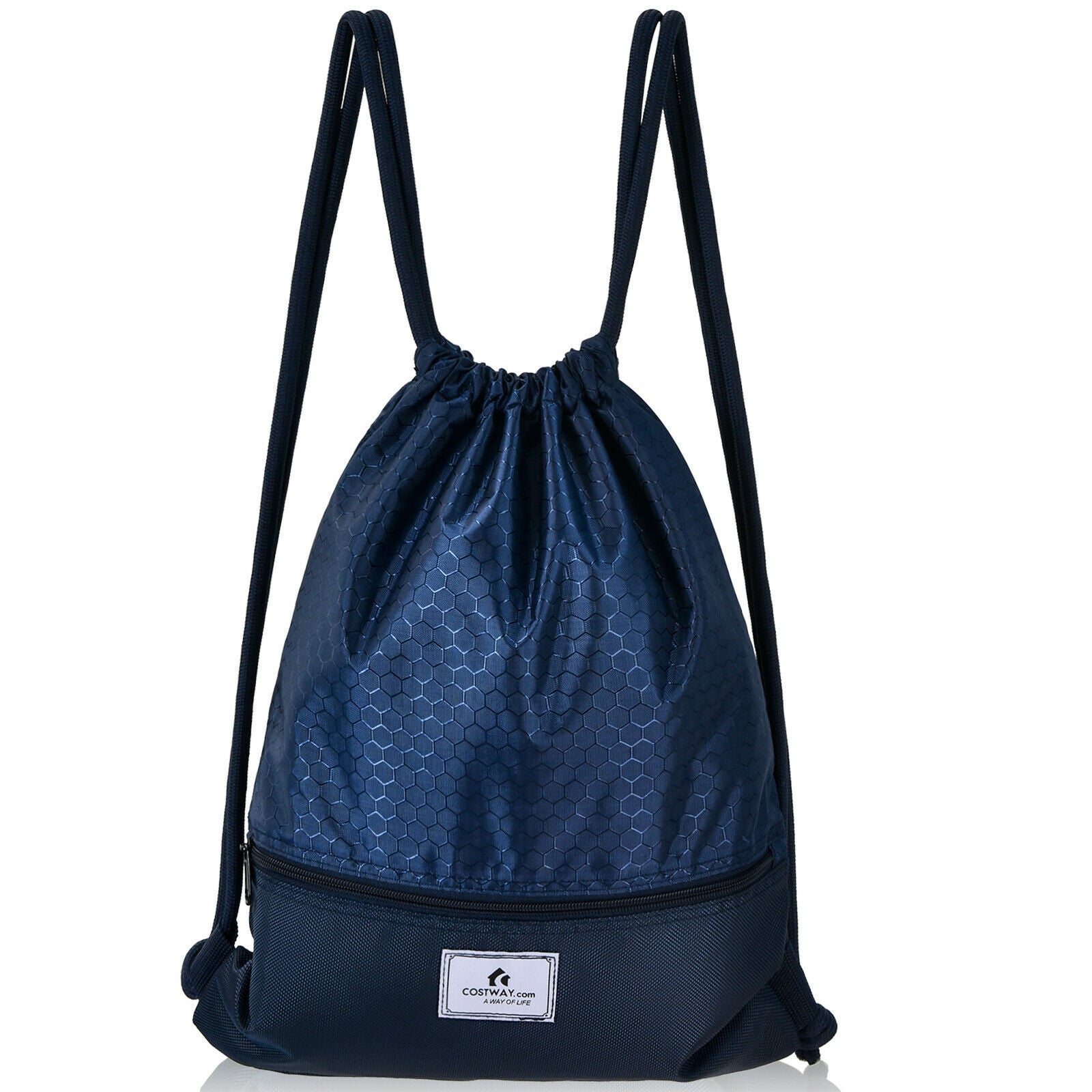 Drawstring Backpack String Bag Foldable Sports Sack with Zipper Pocket - Energize Trek
