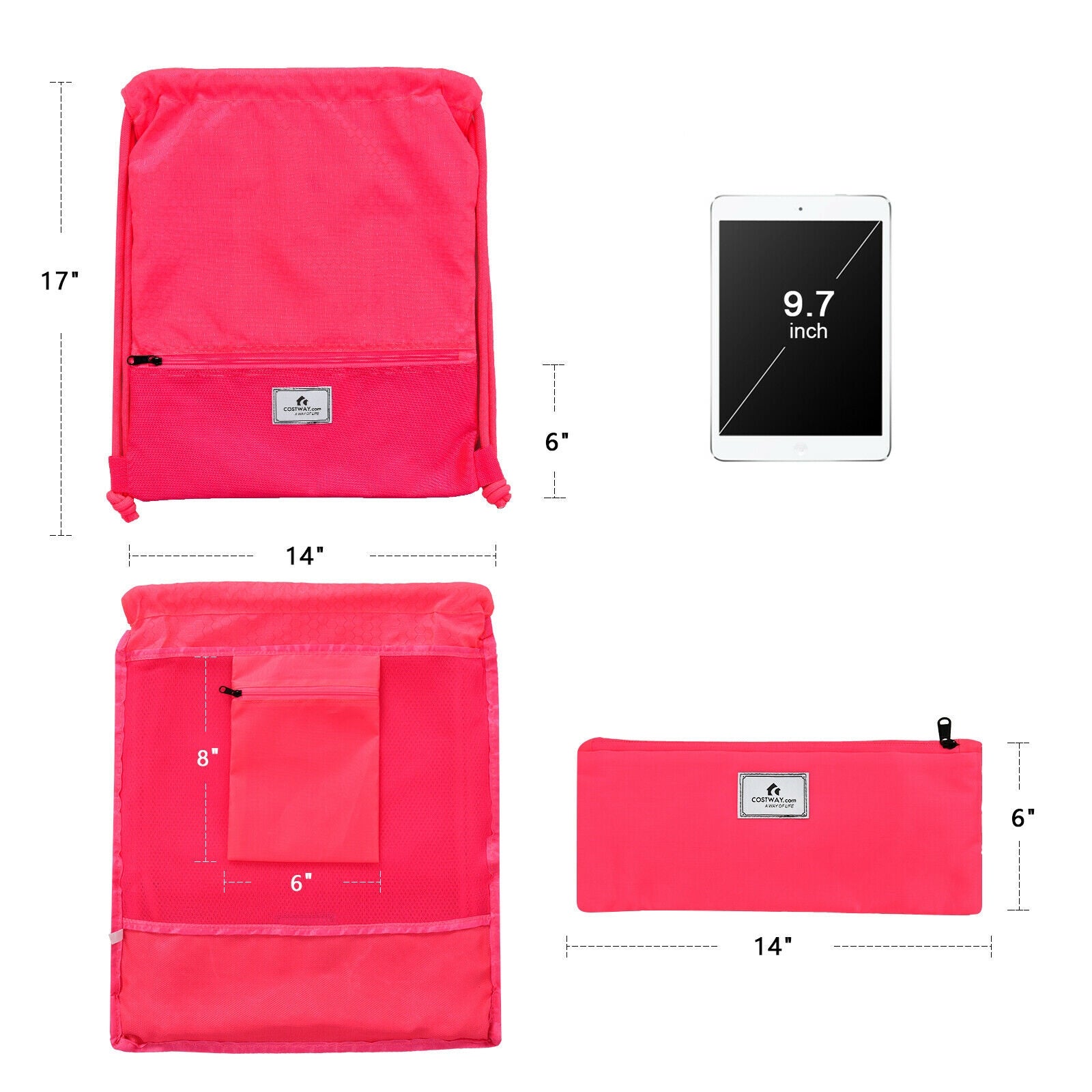 Drawstring Backpack String Bag Foldable Sports Sack with Zipper Pocket - Energize Trek