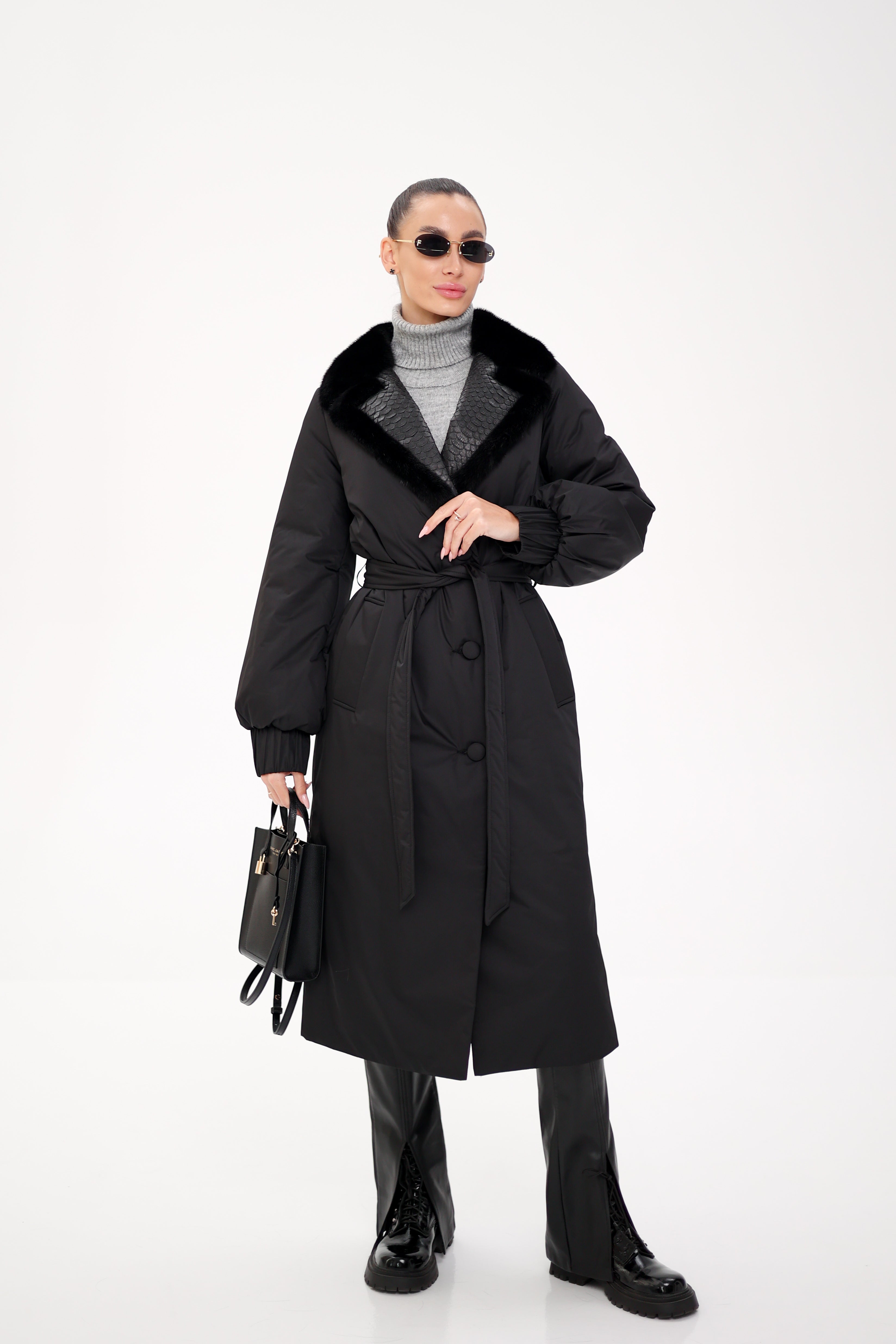 Genuine Mink Fur Real Python Leather Trim Coat - Energize Trek