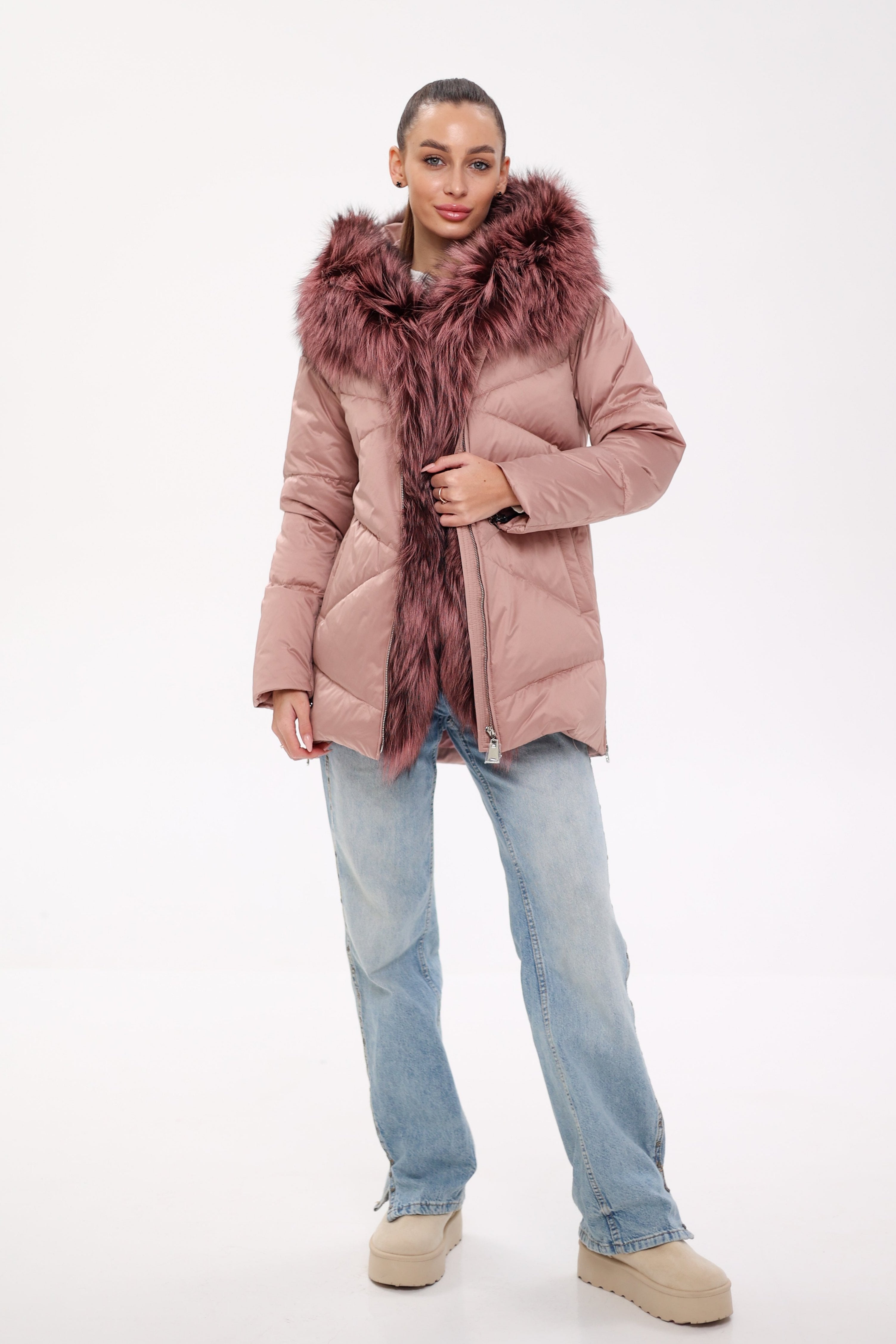 Genuine Silver Fox Fur Trim Down Insulated Parka - Energize Trek