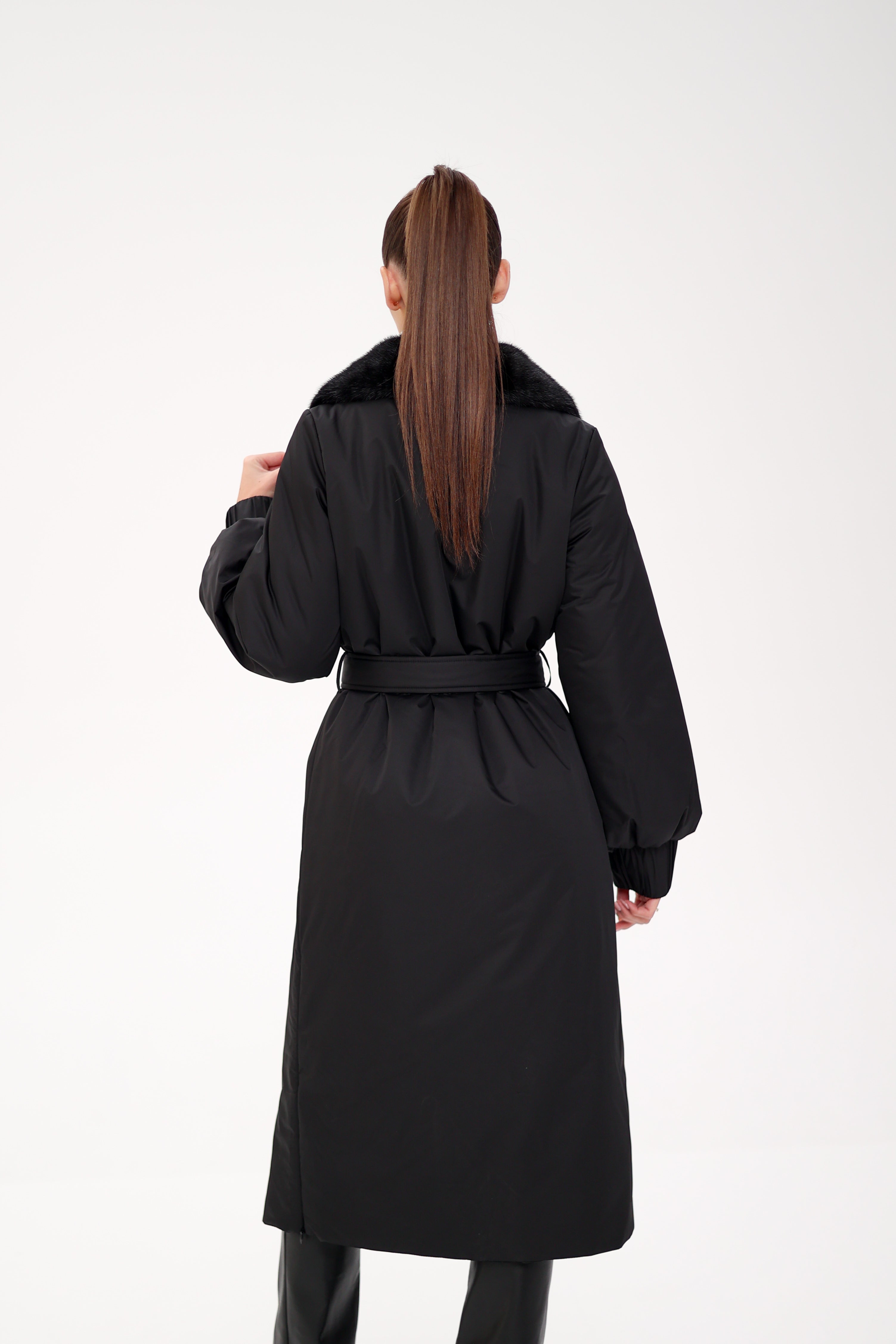 Genuine Mink Fur Real Python Leather Trim Coat - Energize Trek