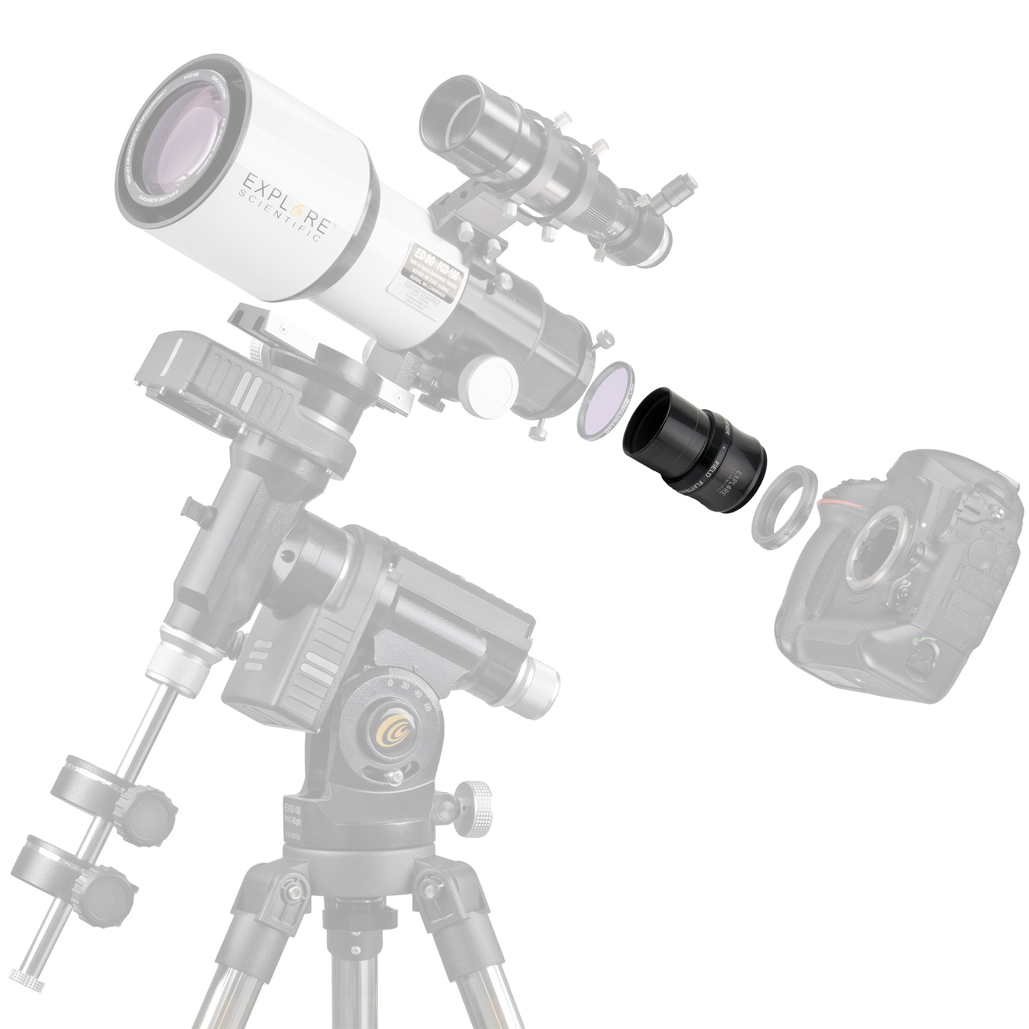 ED80-FCD100 Series Air-Spaced Triplet Refractor Telescope and Field Flattener f/5 to f/7 - Energize Trek