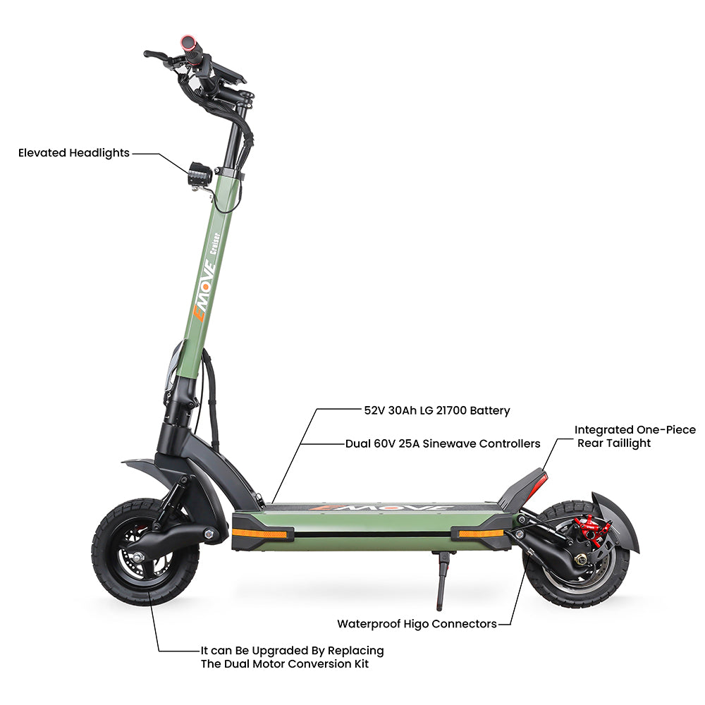 EMOVE Cruiser V2 – 52V and 60V Quad Suspension 62-Mile Long-Range Electric Scooter - Energize Trek