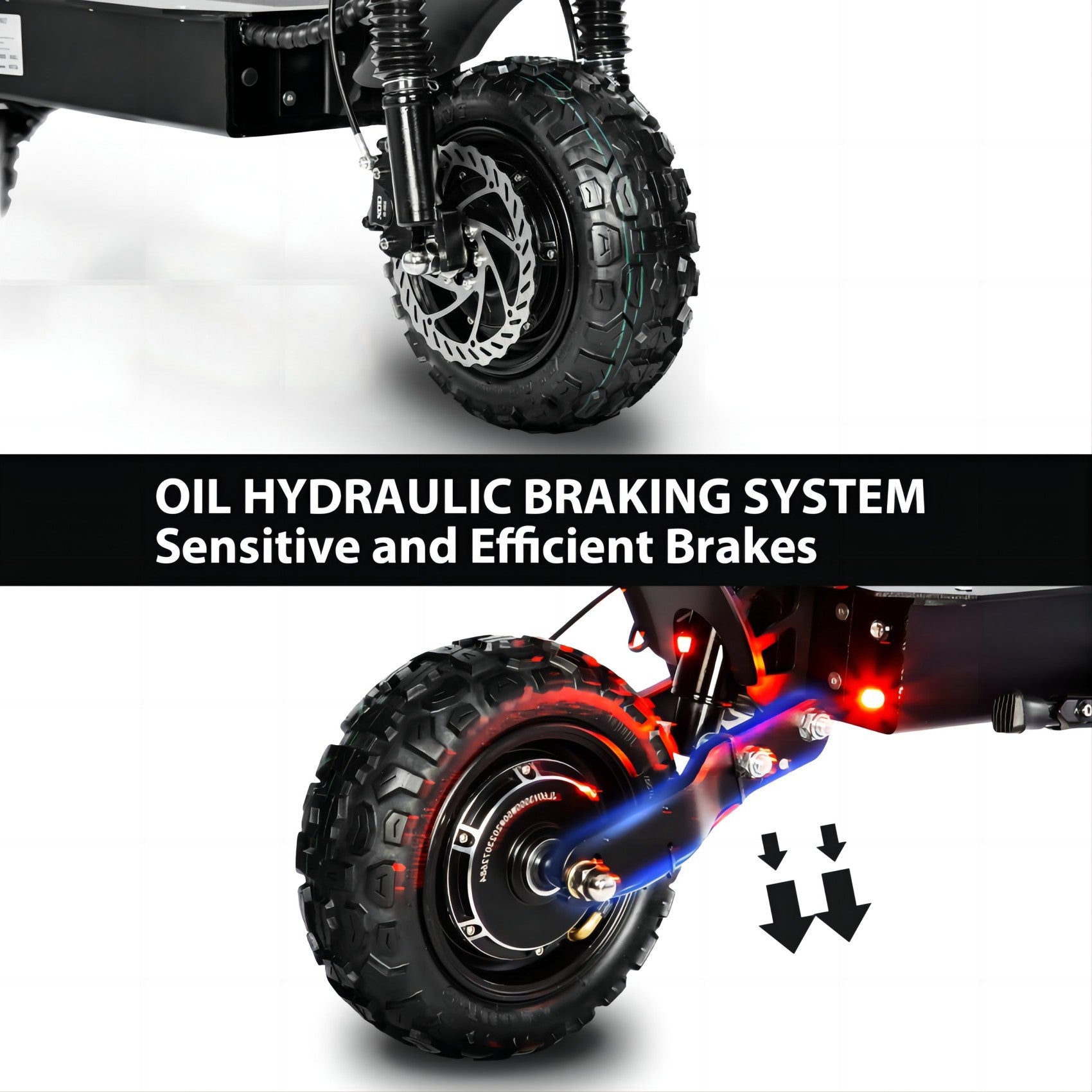Electric Scooter With Seat, 6000W Power Dual Motor Top Speed 50MPH 60V 35Ah Battery 50 Miles Range, 11 Inch Off-Road Tires For Street Commuting And Limit Offroad - Energize Trek
