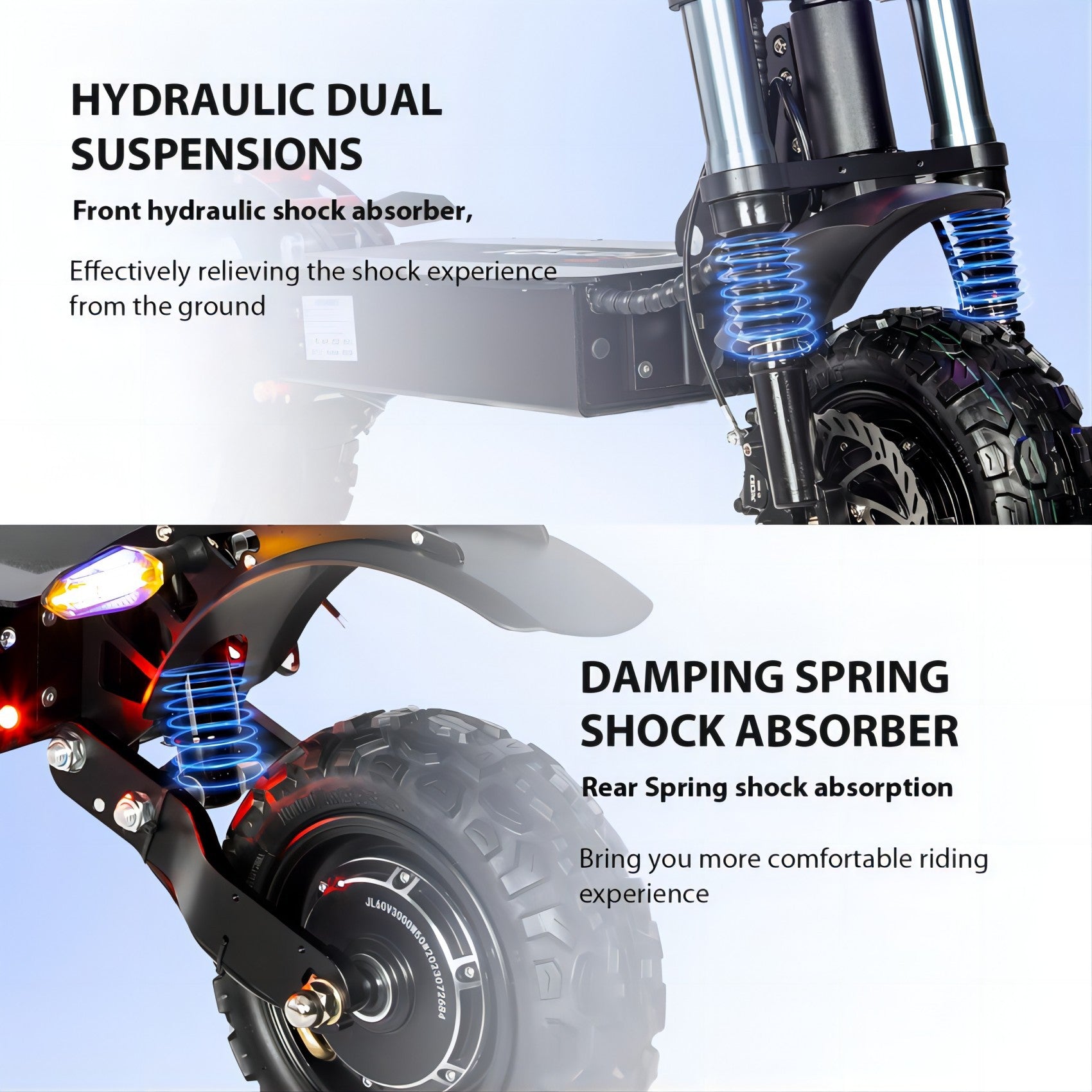 Electric Scooter With Seat, 6000W Power Dual Motor Top Speed 50MPH 60V 35Ah Battery 50 Miles Range, 11 Inch Off-Road Tires For Street Commuting And Limit Offroad - Energize Trek