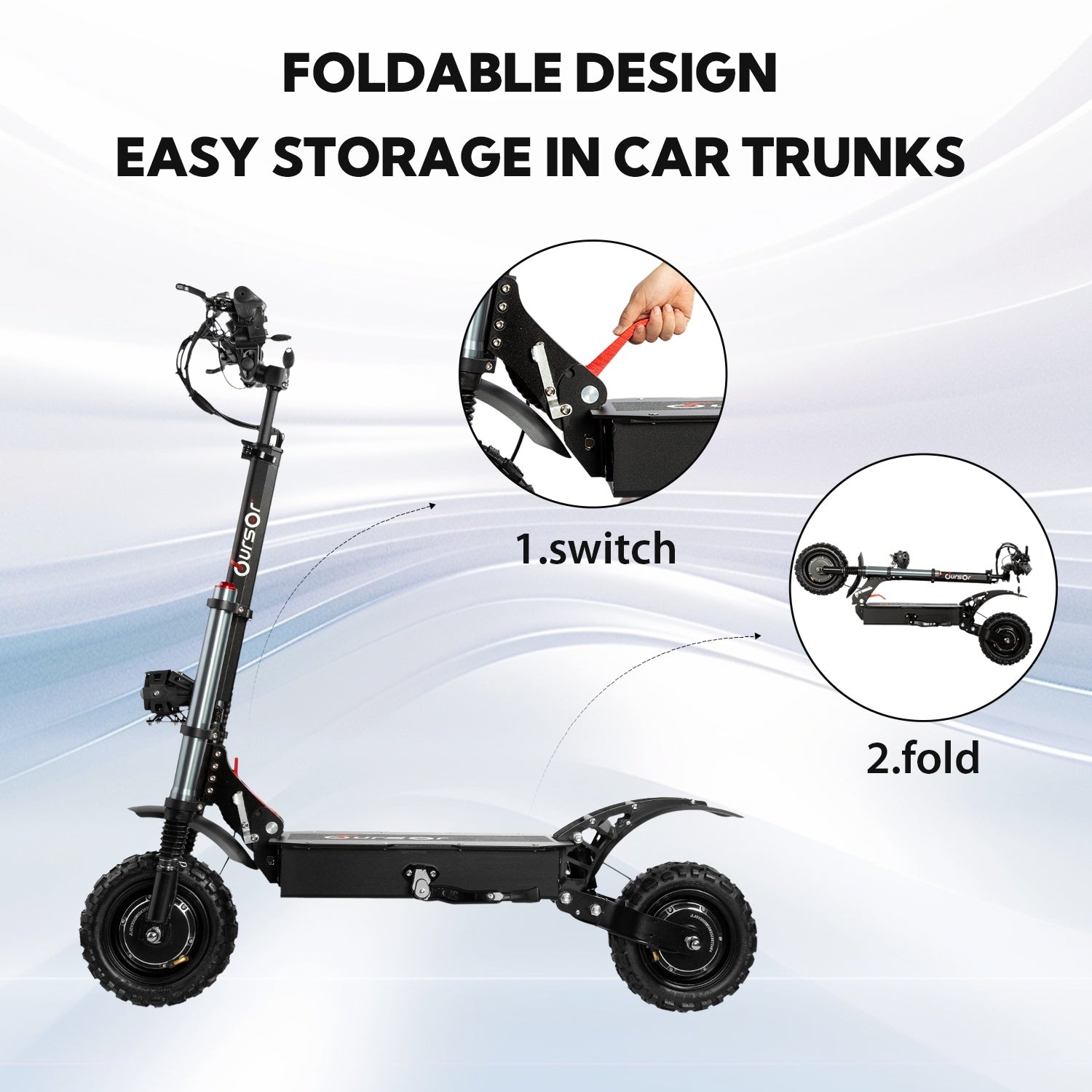 Electric Scooter With Seat, 6000W Power Dual Motor Top Speed 50MPH 60V 35Ah Battery 50 Miles Range, 11 Inch Off-Road Tires For Street Commuting And Limit Offroad - Energize Trek
