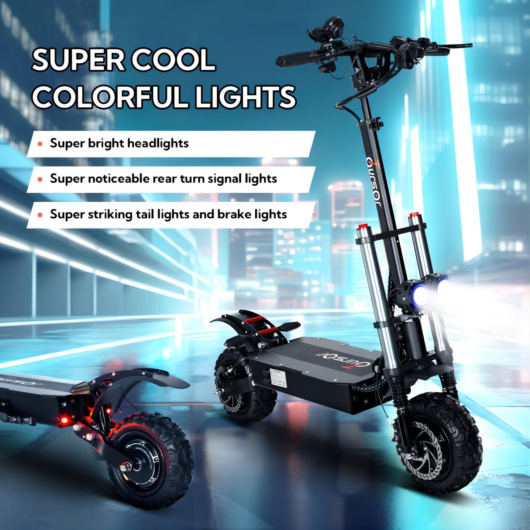 Electric Scooter With Seat, 6000W Power Dual Motor Top Speed 50MPH 60V 35Ah Battery 50 Miles Range, 11 Inch Off-Road Tires For Street Commuting And Limit Offroad - Energize Trek