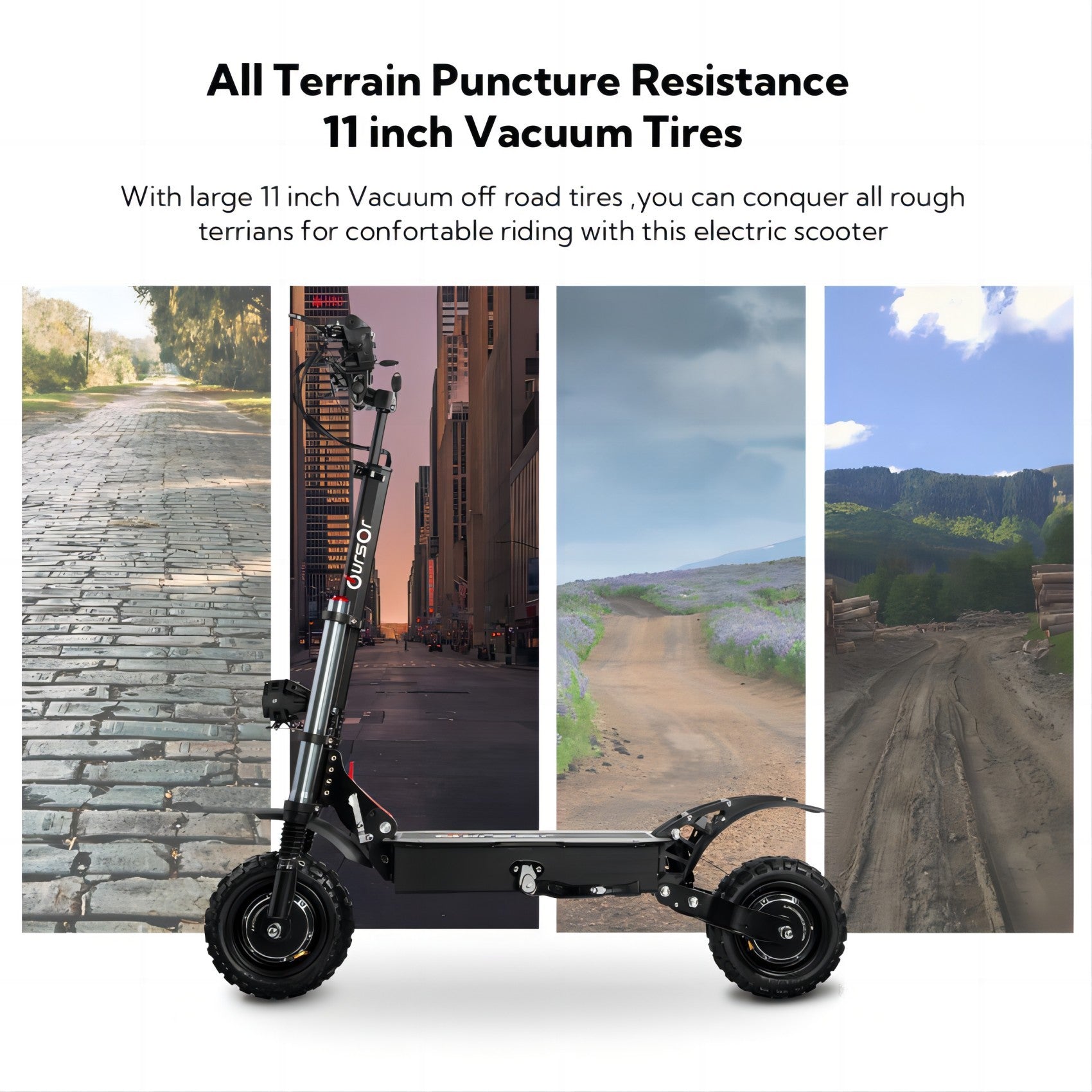 Electric Scooter With Seat, 6000W Power Dual Motor Top Speed 50MPH 60V 35Ah Battery 50 Miles Range, 11 Inch Off-Road Tires For Street Commuting And Limit Offroad - Energize Trek