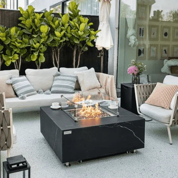 Elementi Plus Sofia Marble Porcelain Fire Table OFP103BB - Energize Trek