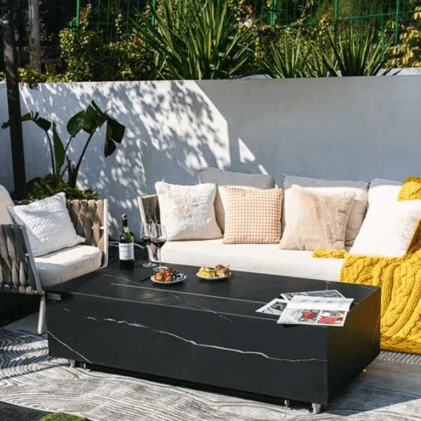 Elementi Plus Varna Marble Porcelain Fire Table OFP121BB - Energize Trek