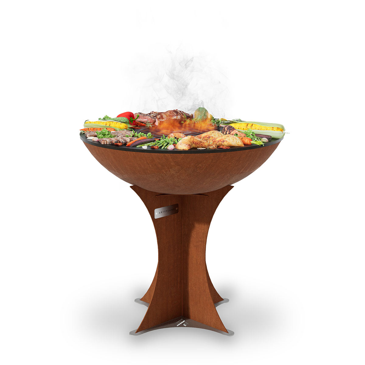 Arteflame Classic 30″ — Euro Base Flat-Top Grill & Fire Bowl (CORTEN Steel) - Energize Trek