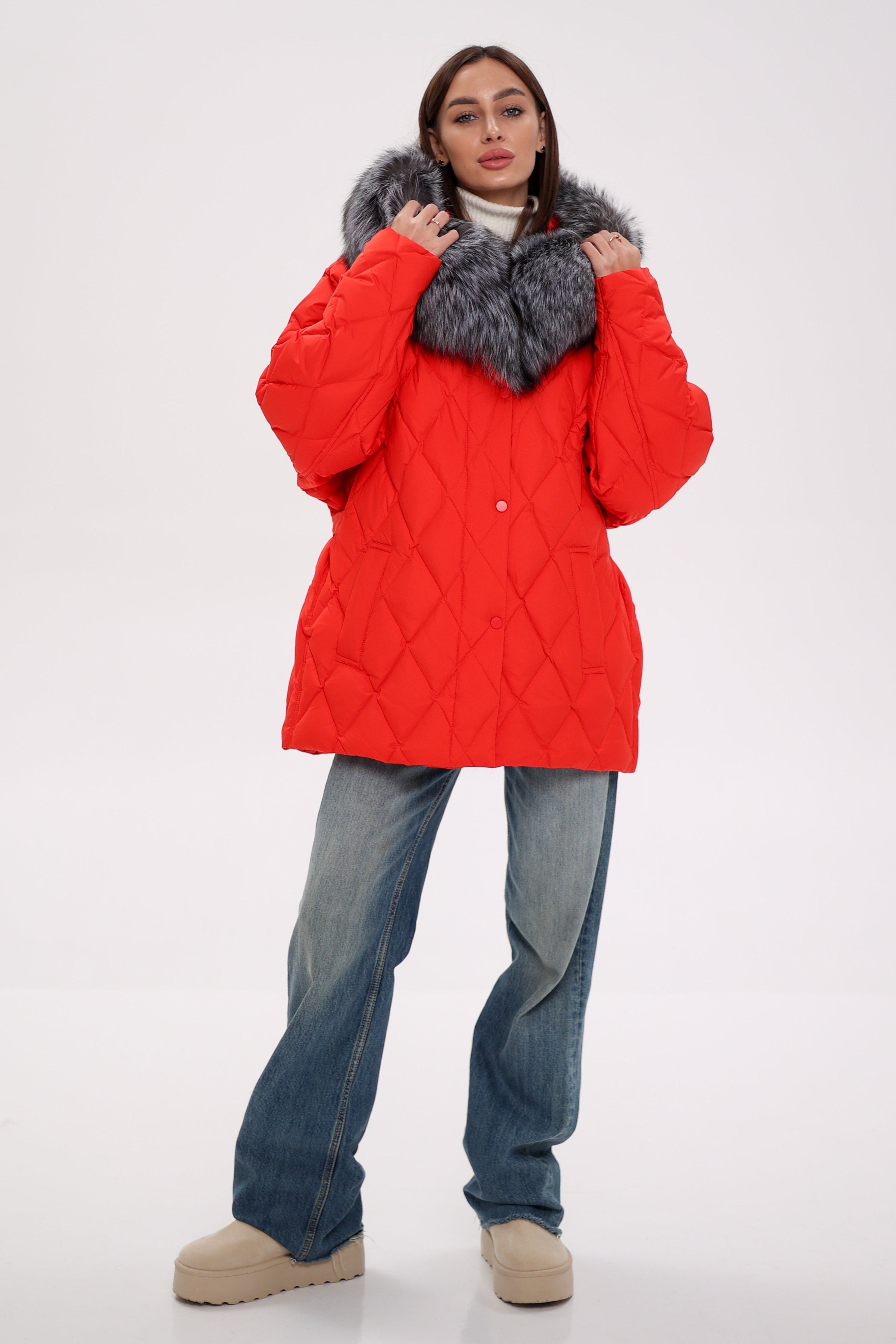 Genuine Silver Fox Down Fill Hooded Parka - Energize Trek