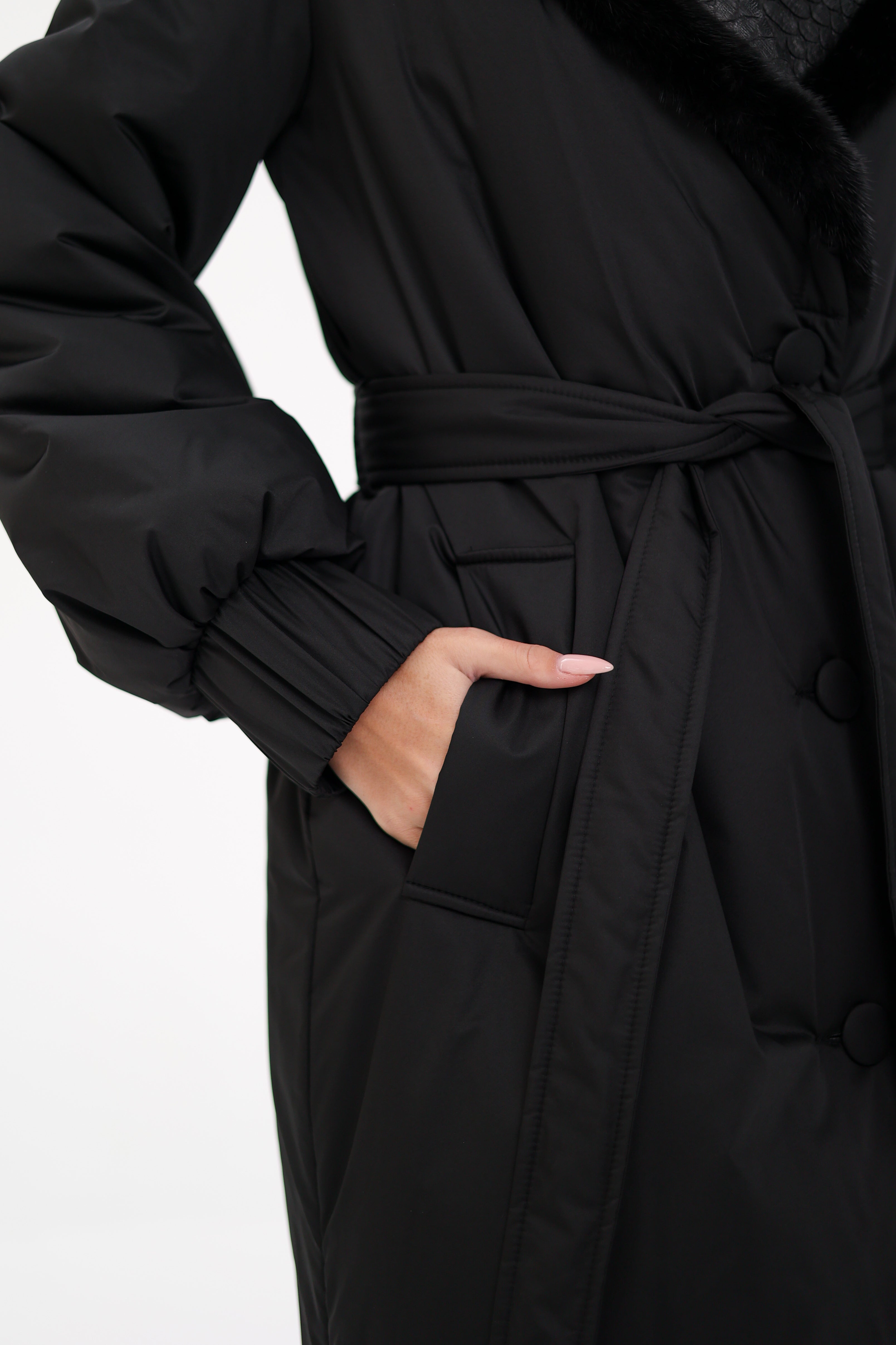 Genuine Mink Fur Real Python Leather Trim Coat - Energize Trek