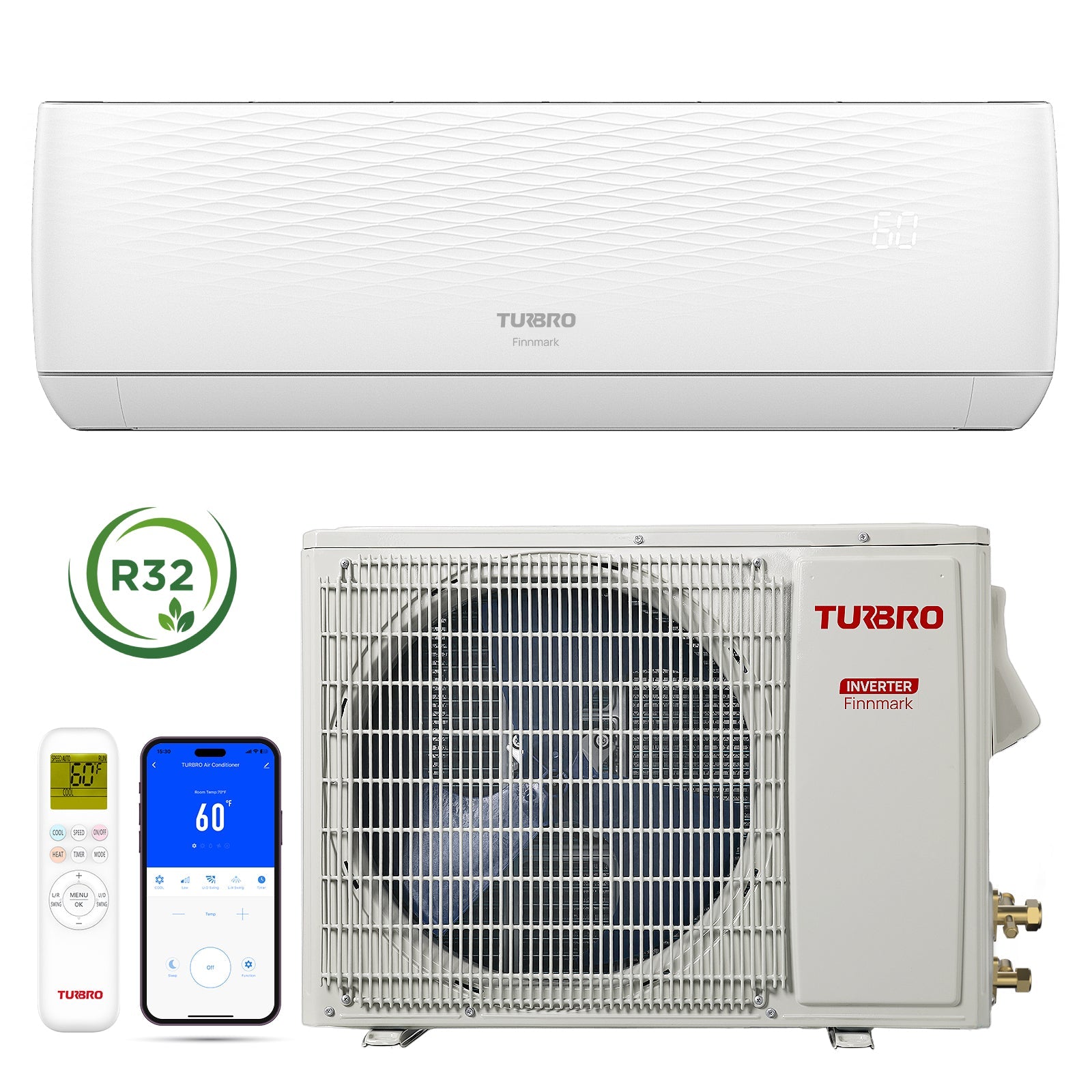 Finnmark 9000 BTU WiFi Ductless Mini Split AC with Heat Pump, 115V/230V (R32 Refrigerant) - Energize Trek