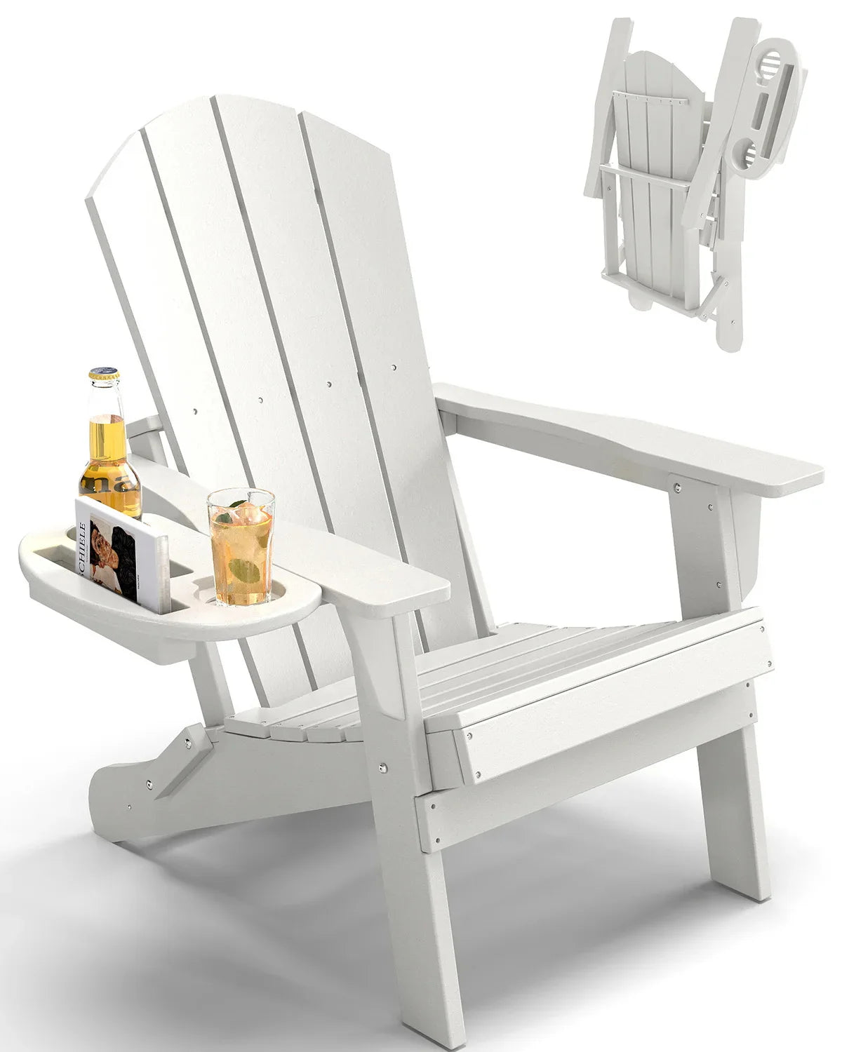 FOOWIN Folding Adirondack Chair With Cup Holder Outdoor - Energize Trek