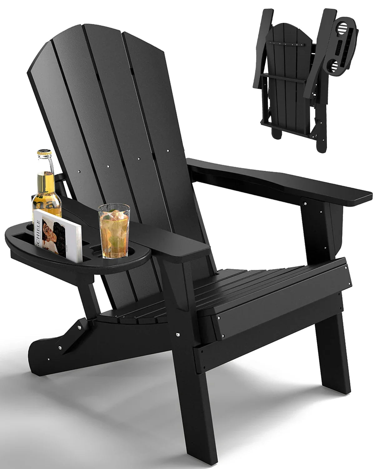 FOOWIN Folding Adirondack Chair With Cup Holder Outdoor - Energize Trek