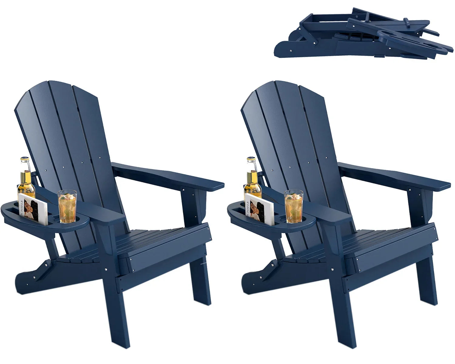 FOOWIN Folding Adirondack Chair With Cup Holder Outdoor - Energize Trek