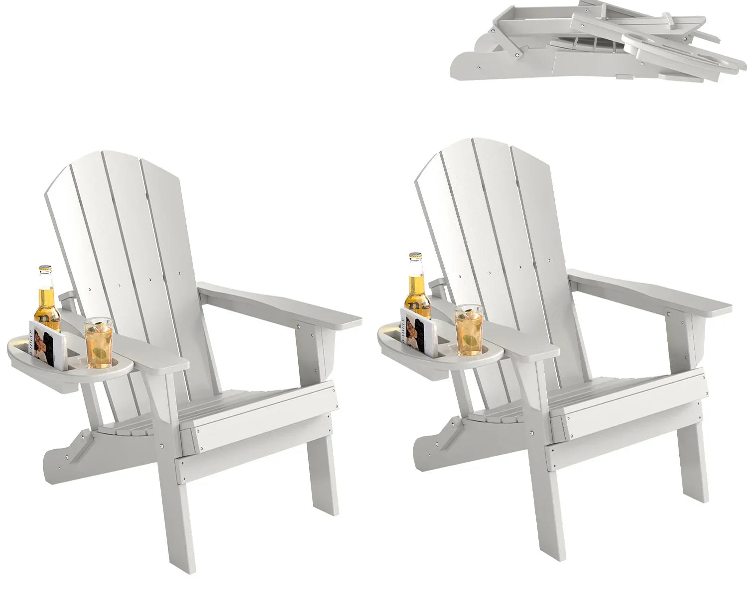 FOOWIN Folding Adirondack Chair With Cup Holder Outdoor - Energize Trek