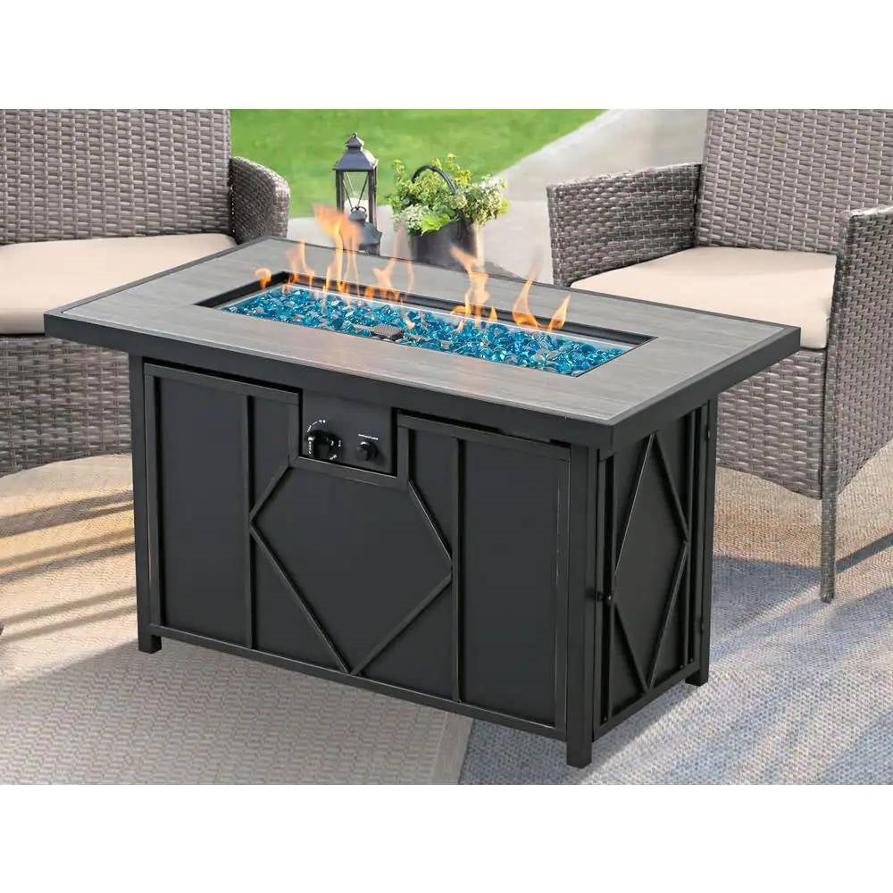 42-inch Outdoor Propane Gas Fire Pit Patio Table with Blue Fire Glass - Energize Trek