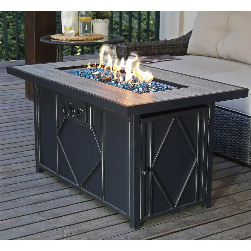 42-inch Outdoor Propane Gas Fire Pit Patio Table with Blue Fire Glass - Energize Trek