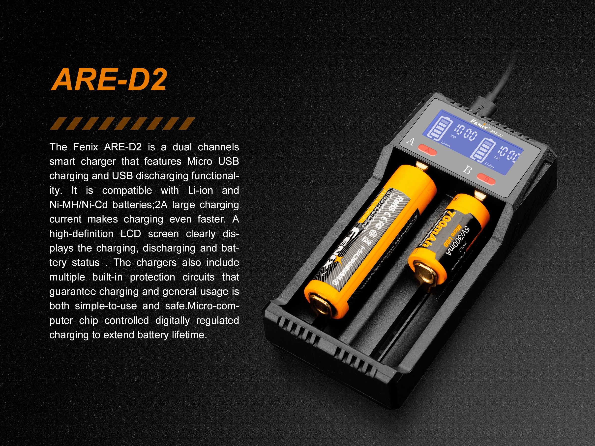 Fenix ARE-D2 Dual Channel Smart Battery Charger - Energize Trek