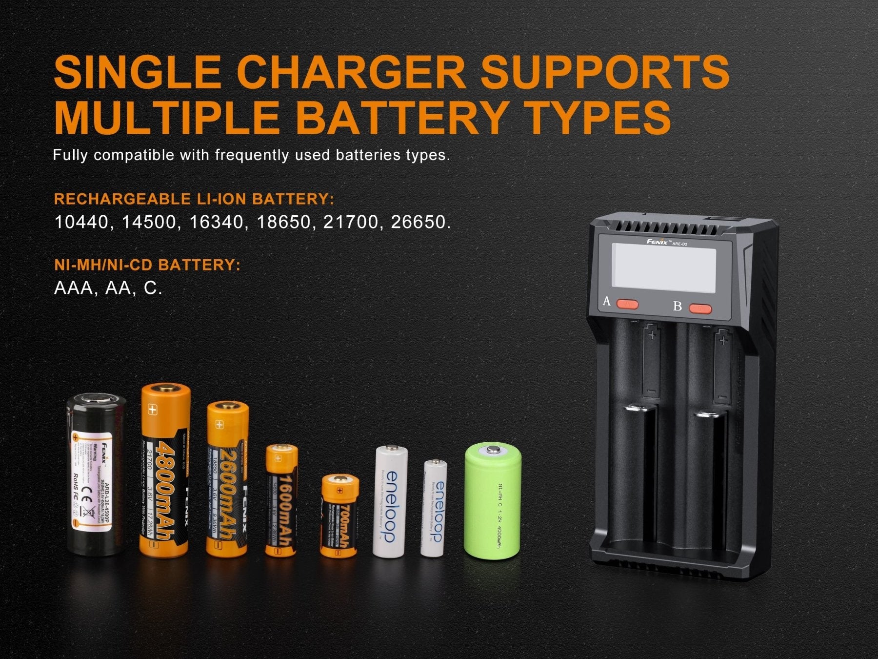 Fenix ARE-D2 Dual Channel Smart Battery Charger - Energize Trek