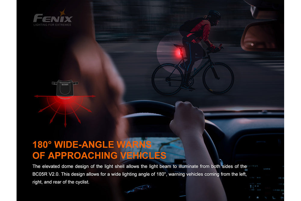 Fenix BC05R V2.0 Rechargeable Bicycle Tail Light - Energize Trek