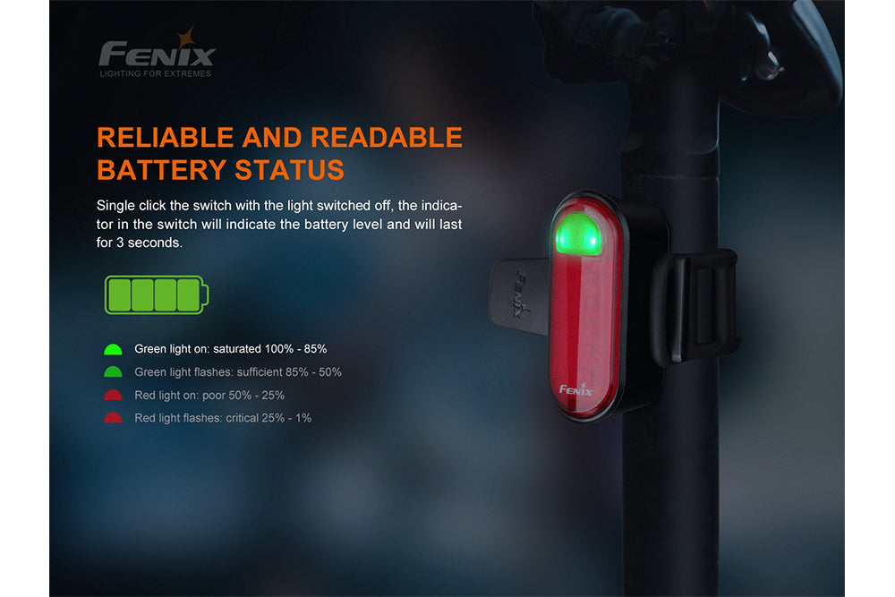 Fenix BC05R V2.0 Rechargeable Bicycle Tail Light - Energize Trek